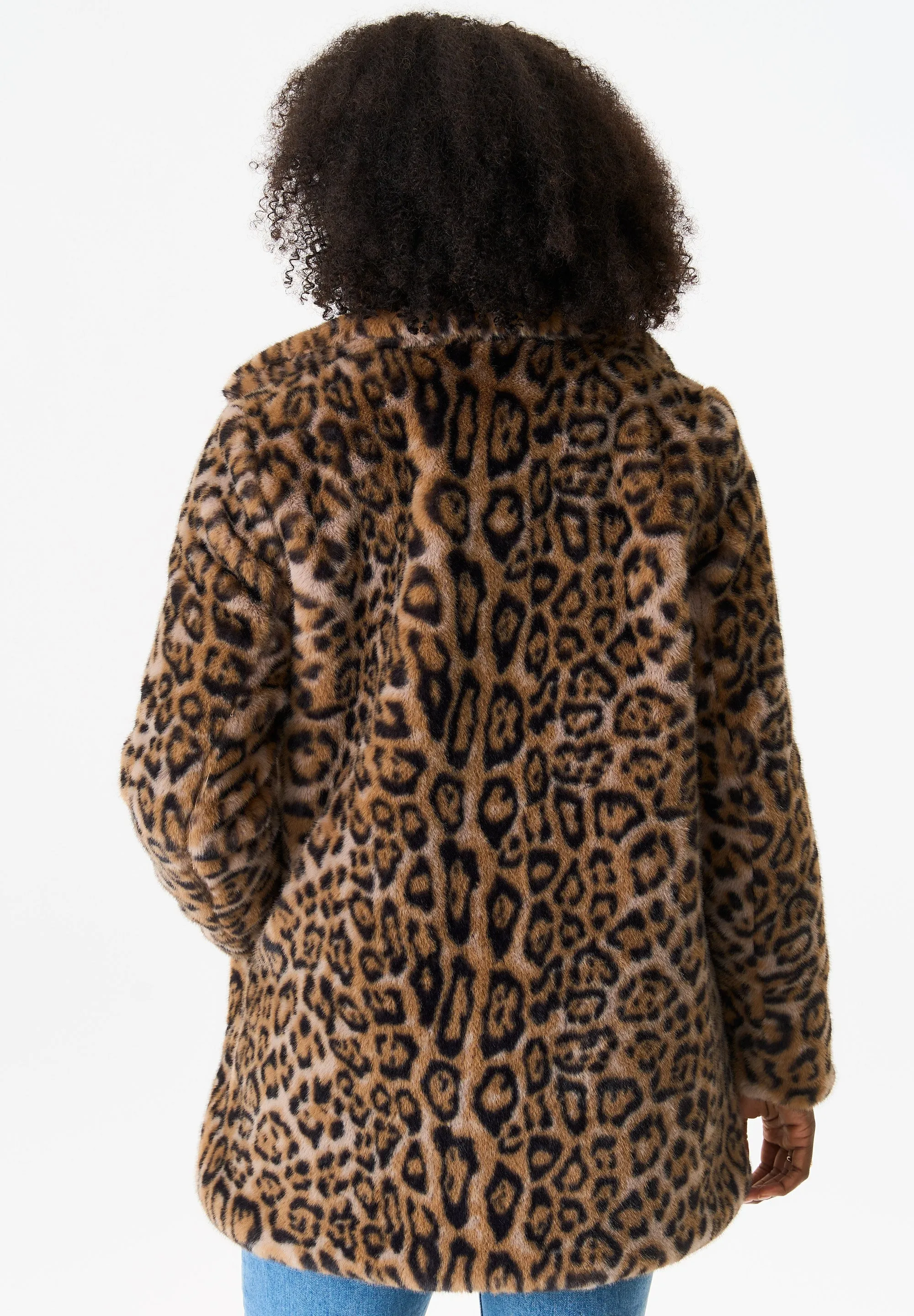 Brown Animal Fur Long Coat Jacket