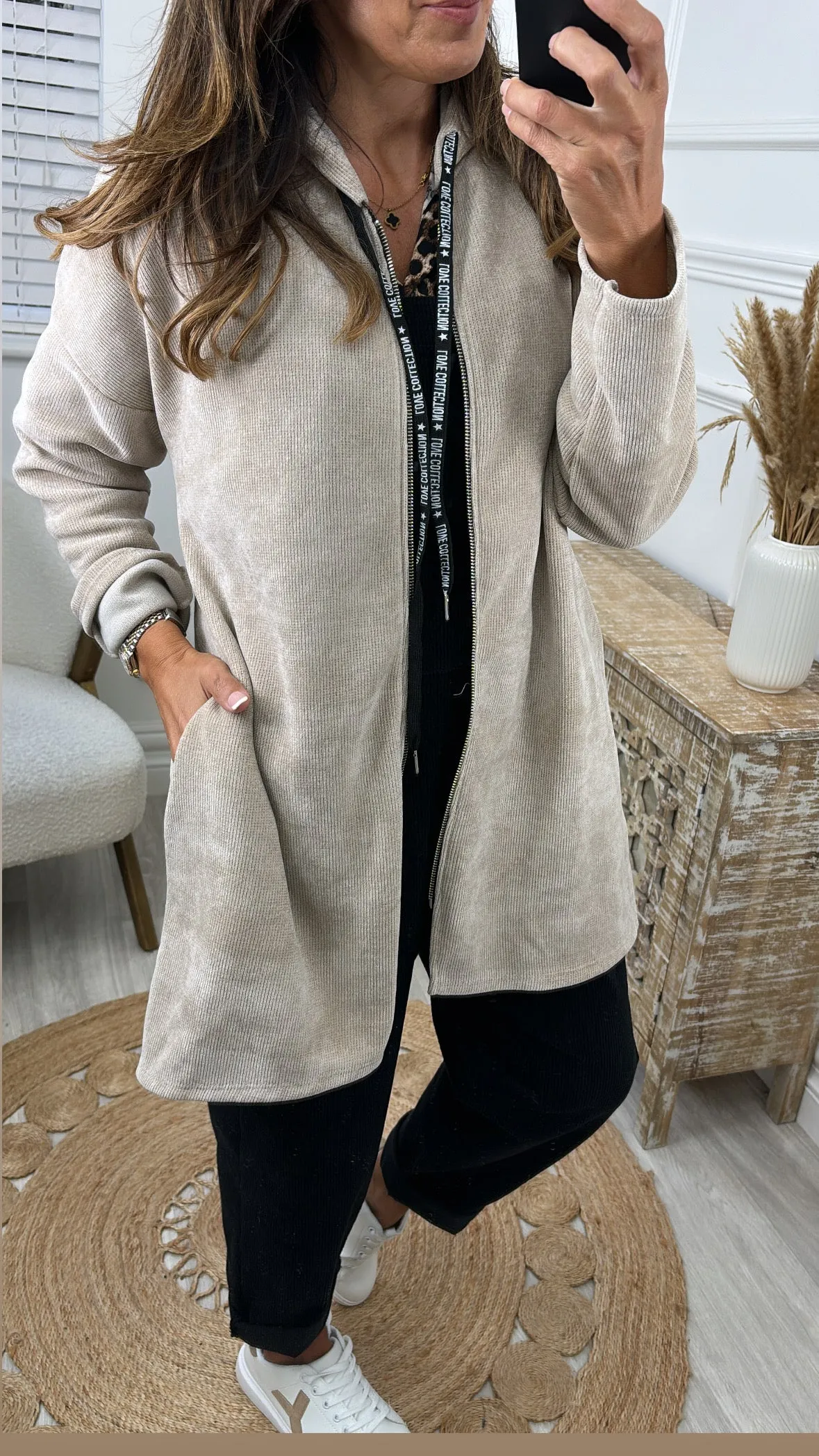 Cailin Beige Hooded Cardigan