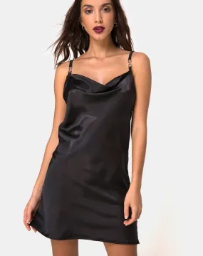 Camala Dress in Satin Black