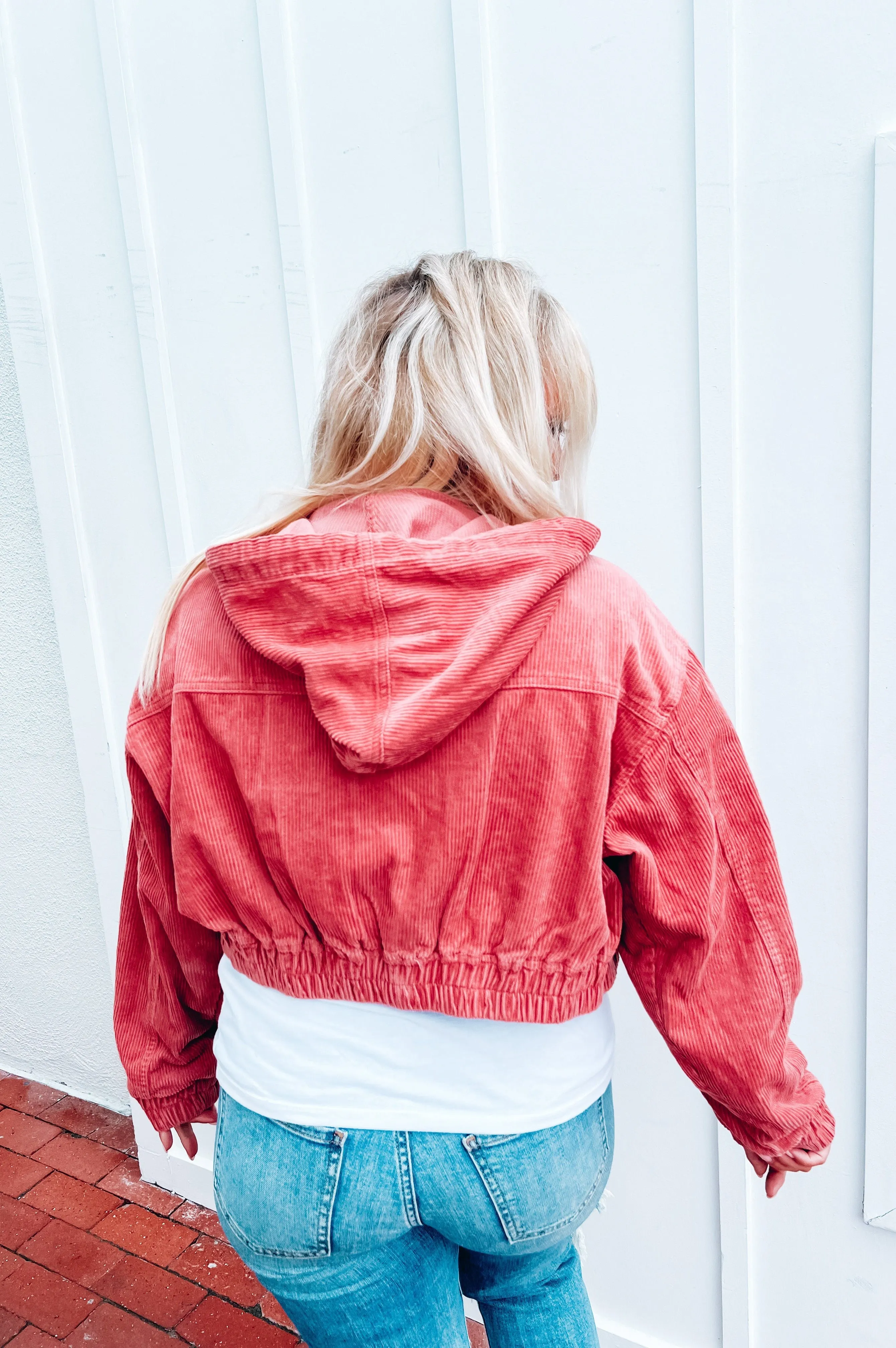 Carefree Crop Corduroy Jacket Teak Rose