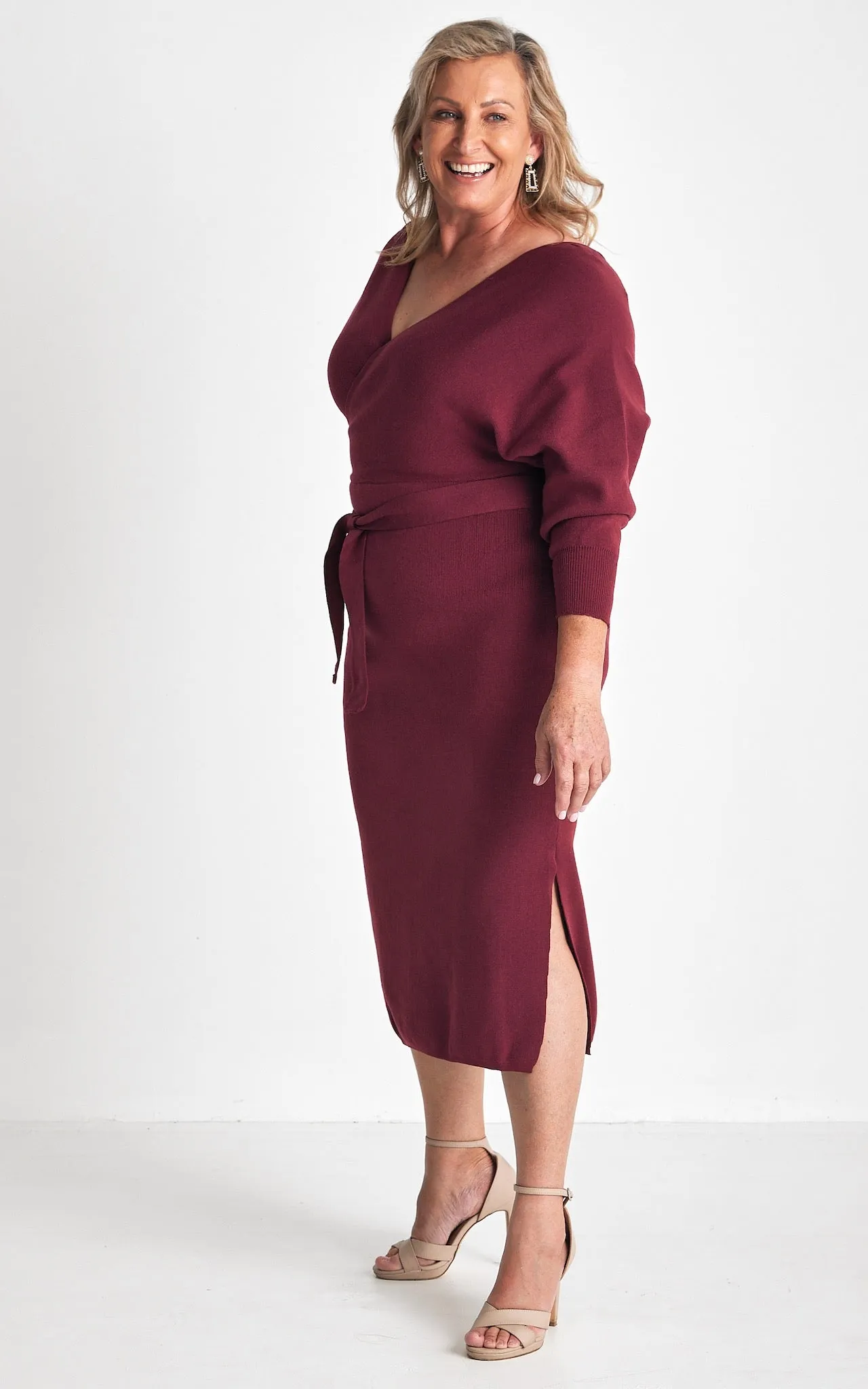 Catherine Knit Midi Dress - Burgundy