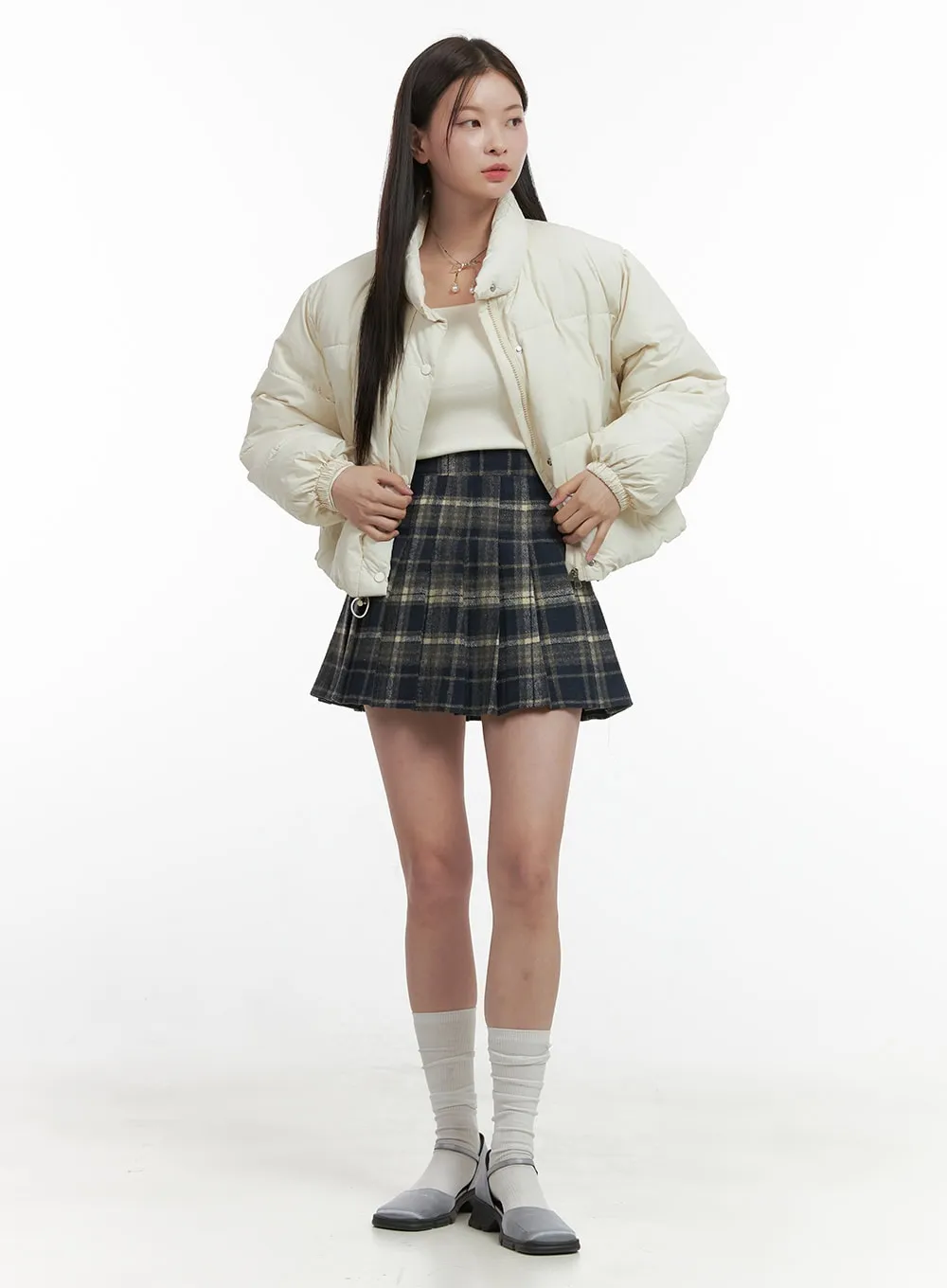 Checkered Pleated Tennis Mini Skirt OO416