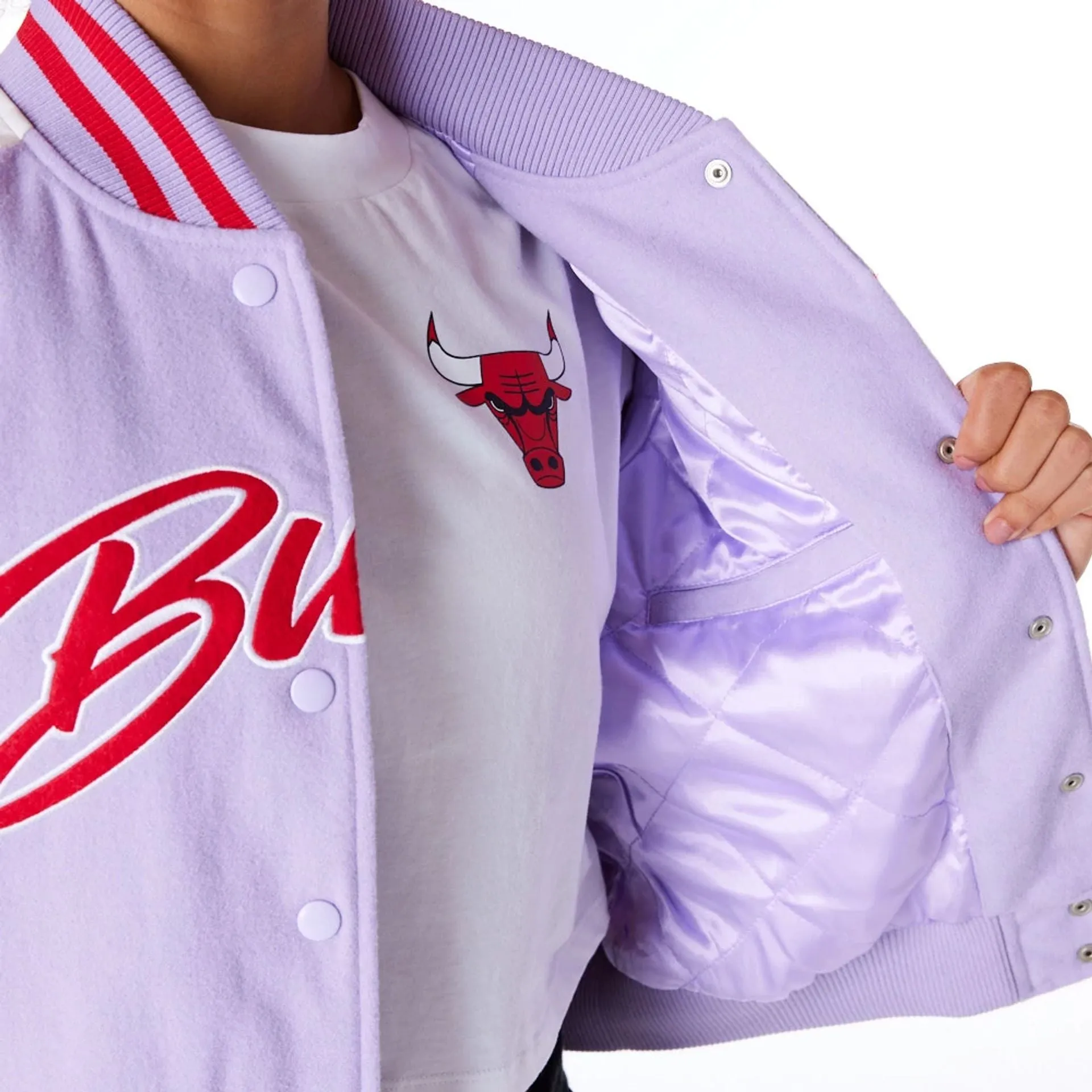 Chicago Bulls Womens NBA Pastel Purple Varsity Jacket