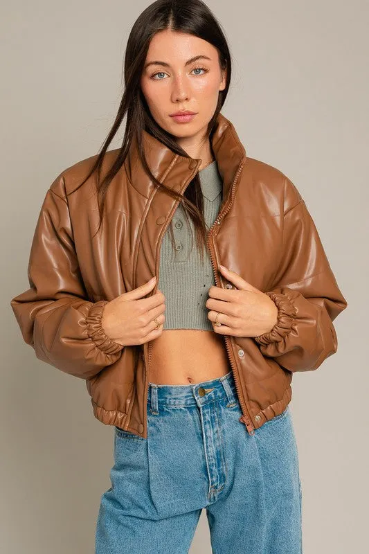 Coco Faux Leather Puffer Jacket