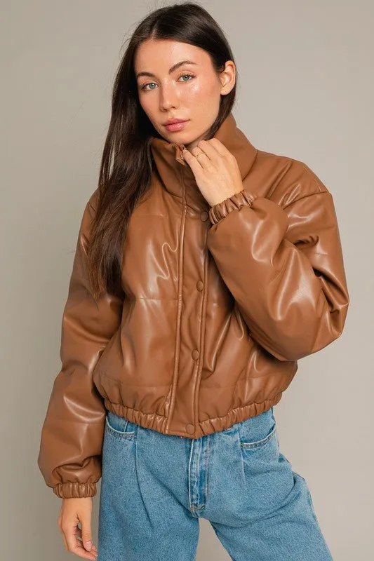 Coco Faux Leather Puffer Jacket