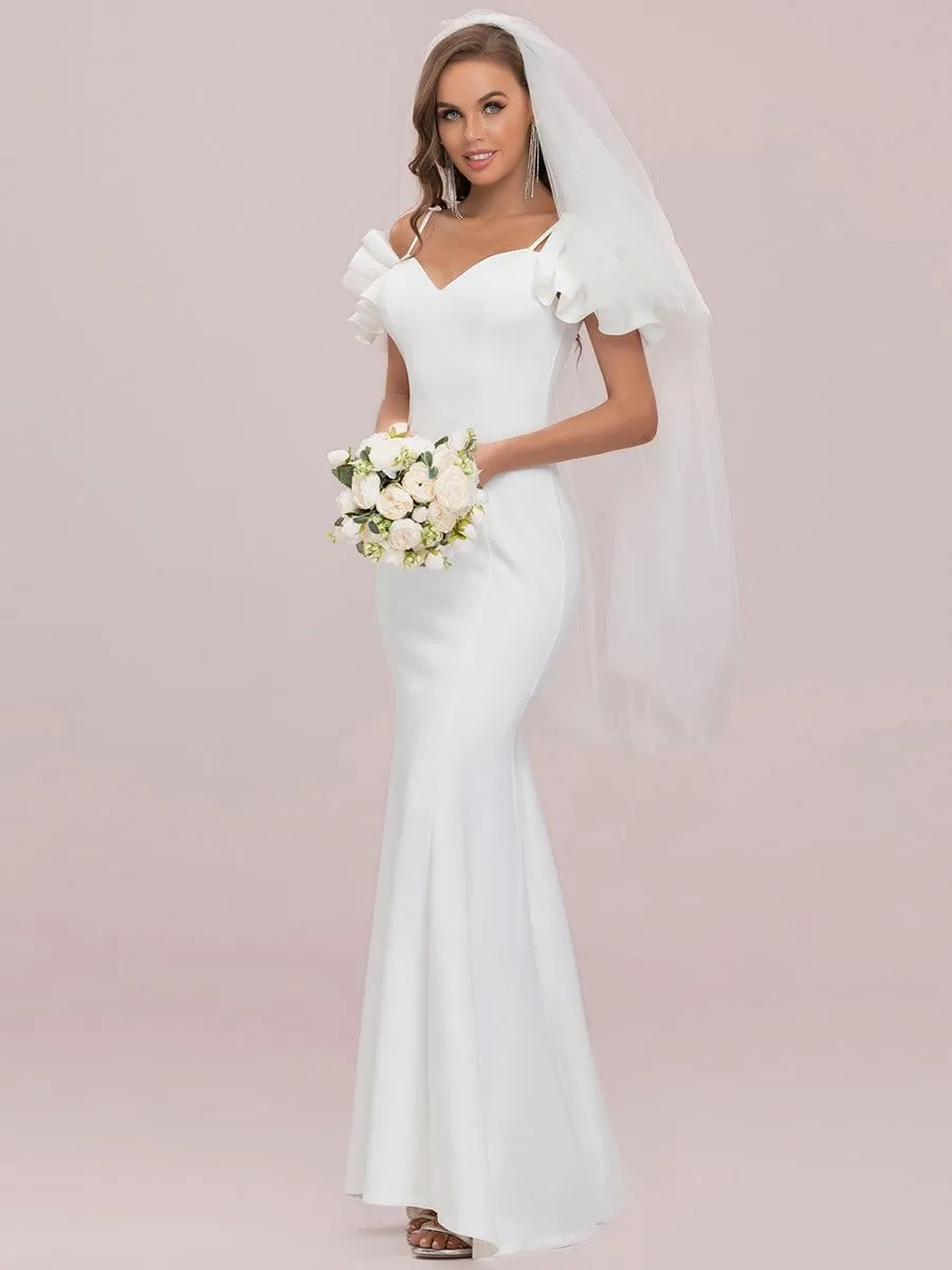 Cold Shoulder Fishtail Bodycon Floor Length Wedding Dress