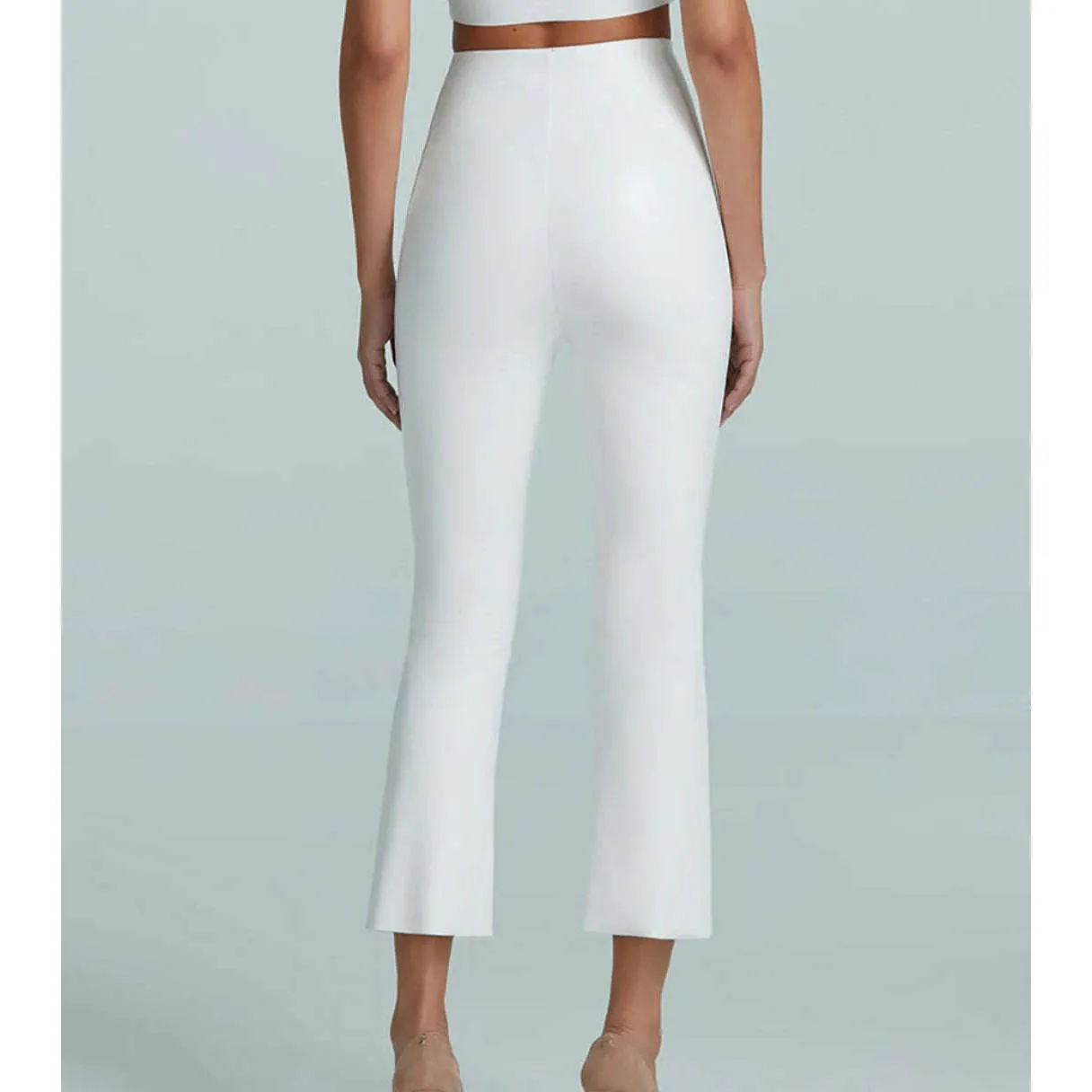 COMMANDO - CROPPED Faux Leather Flare Pant - White