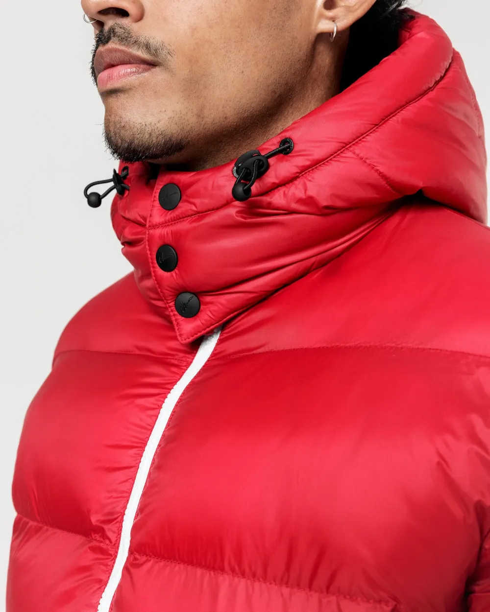 Contrast Puffer Jacket - Red