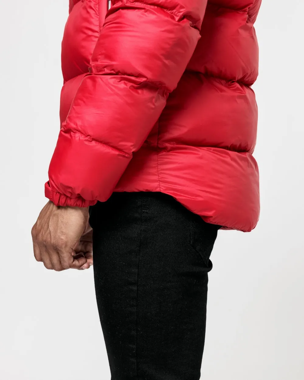 Contrast Puffer Jacket - Red