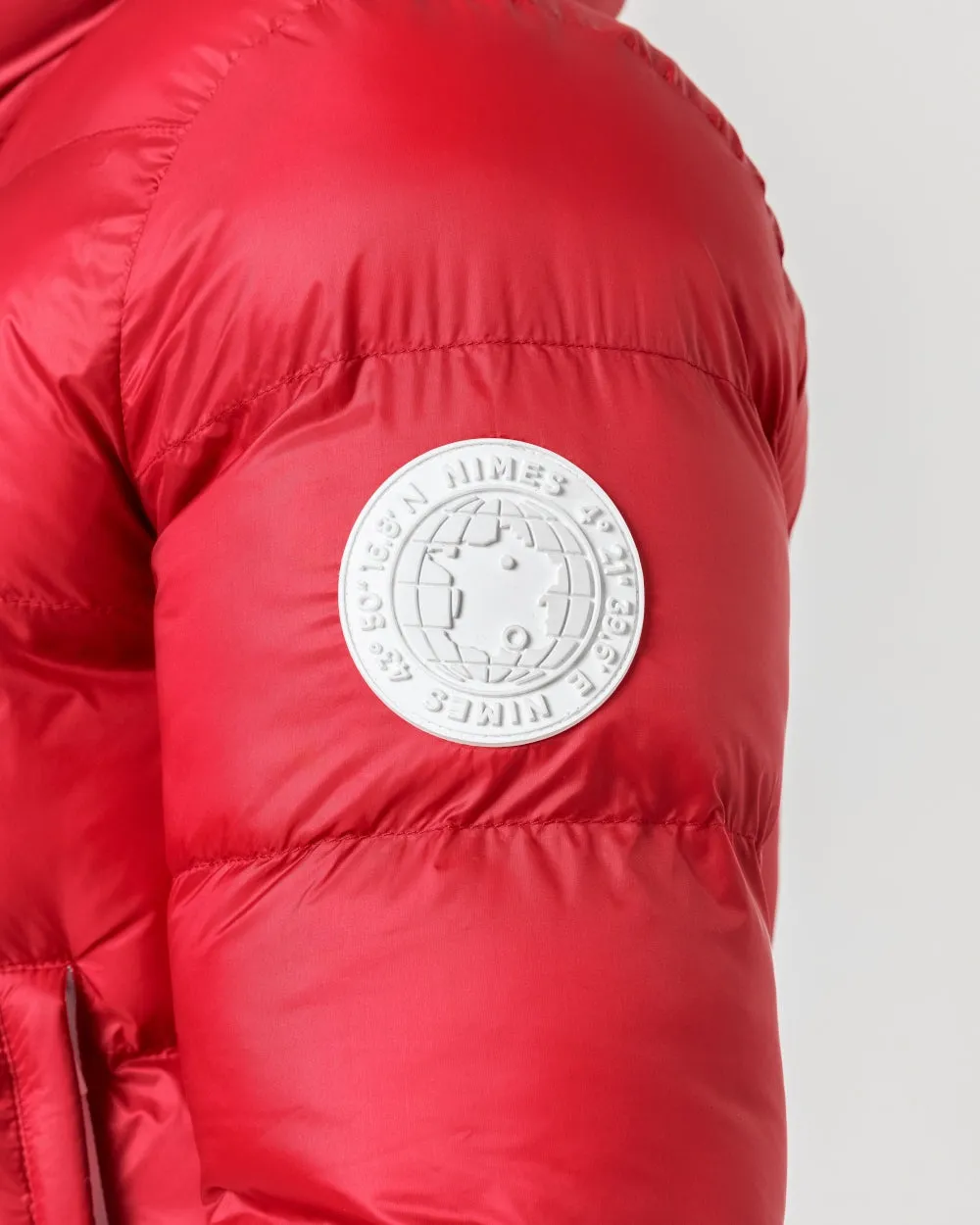 Contrast Puffer Jacket - Red