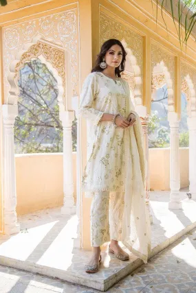 Cotton Off White Suit Set with Taari Detailing