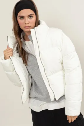 Cream Quilted Puffer Jacket