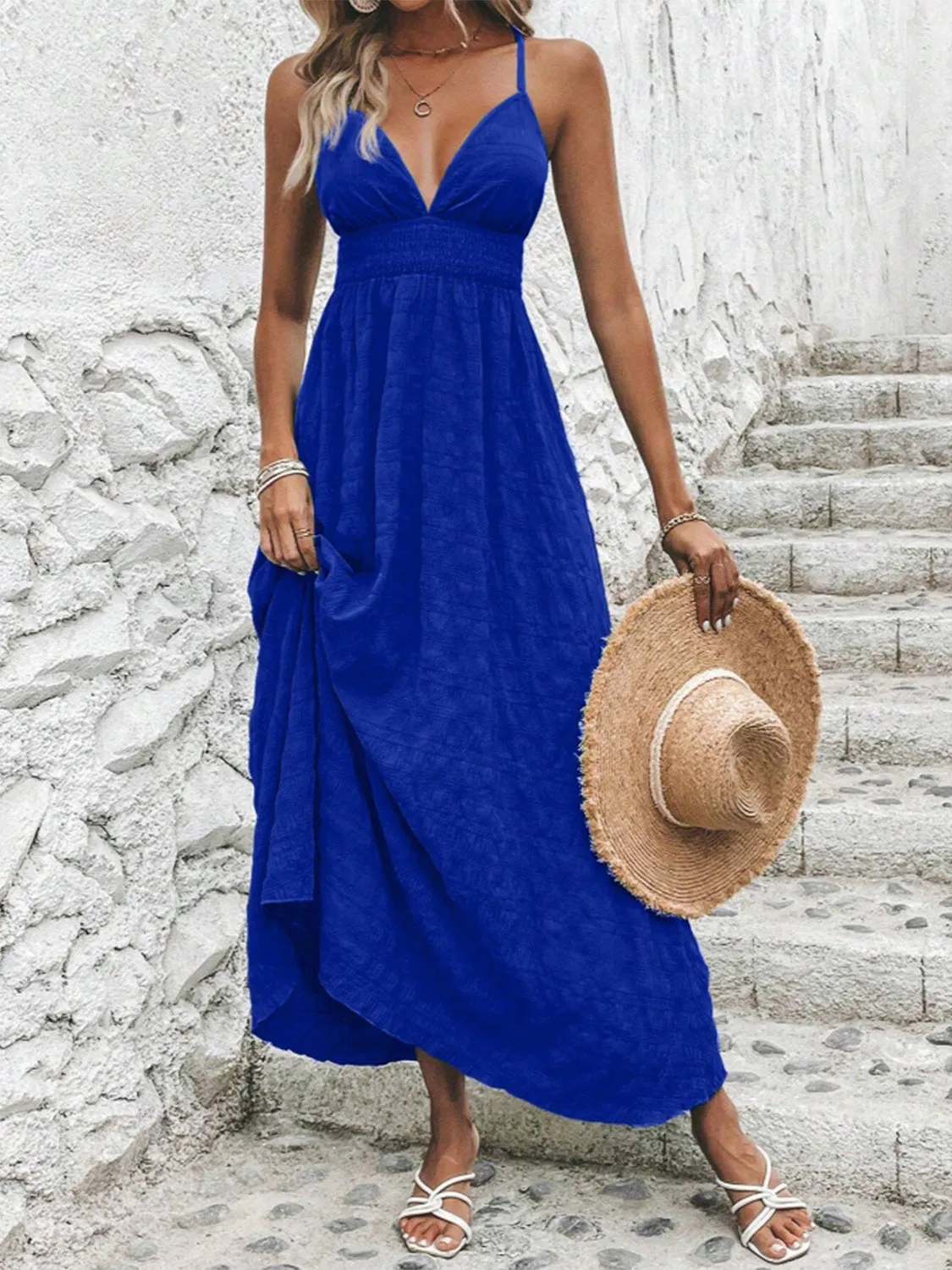 Crisscross V-Neck Maxi Cami Dress