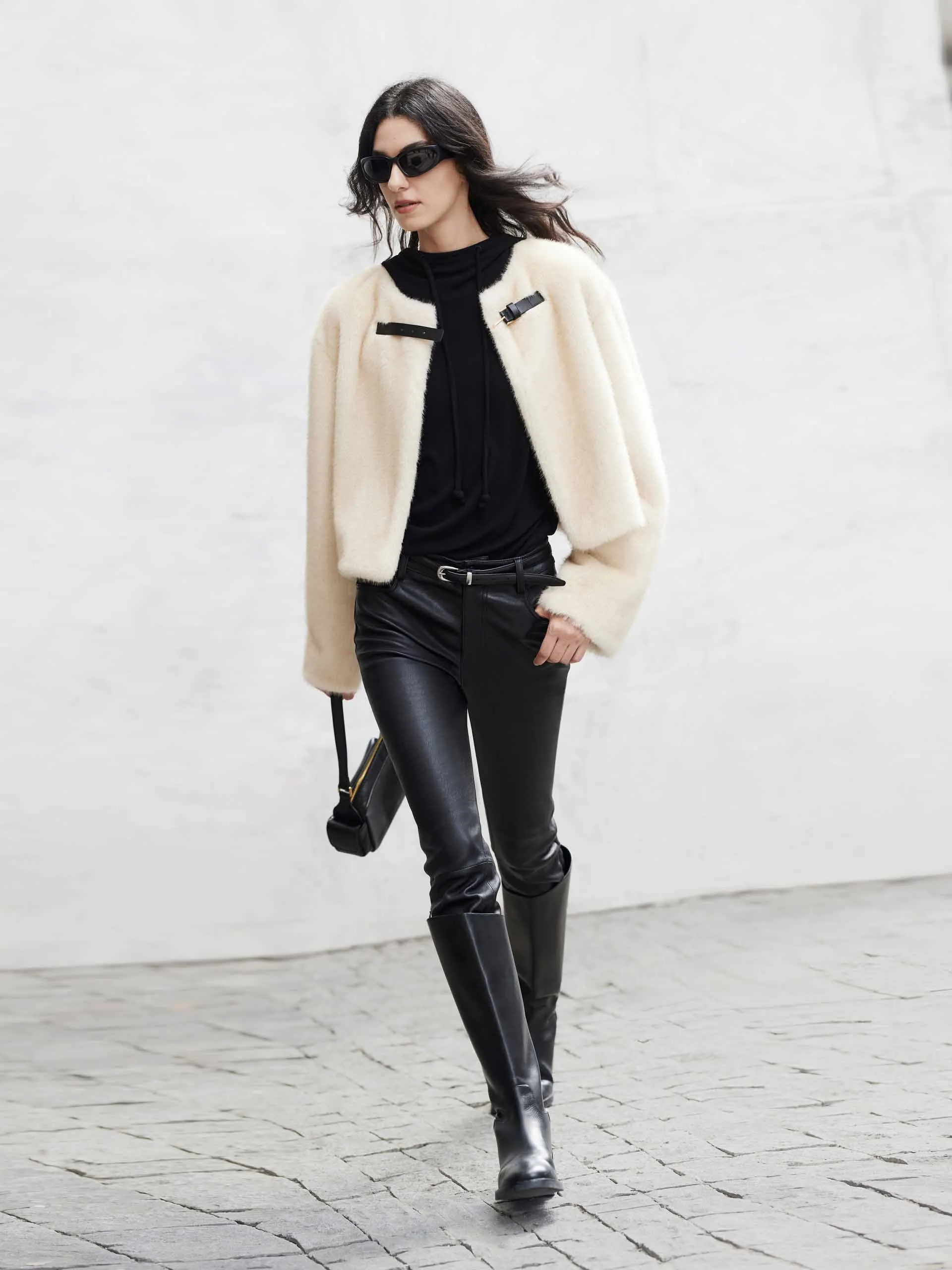 Cropped Faux Fur Coat