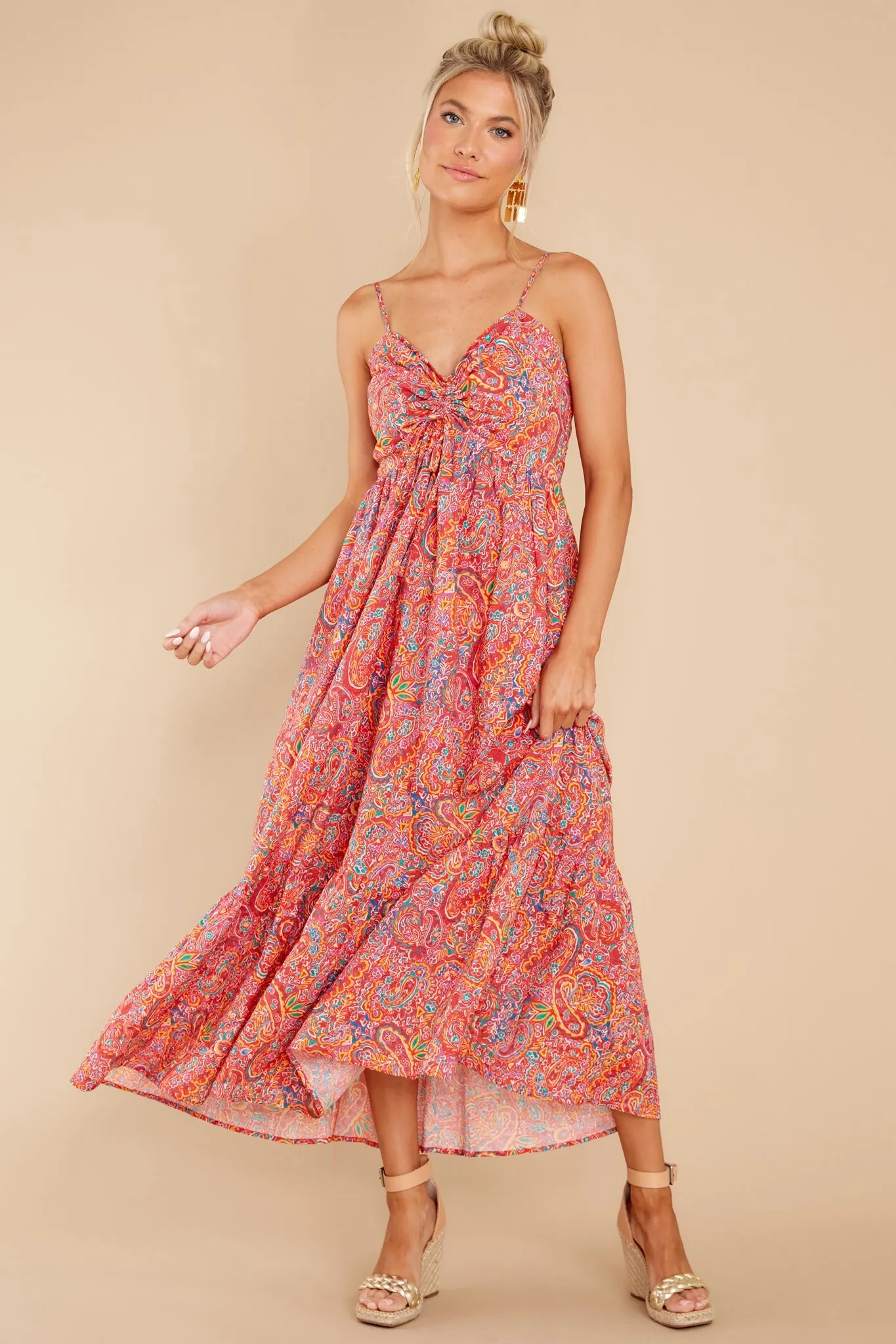 Dance With A Stranger Red Print Maxi Dress