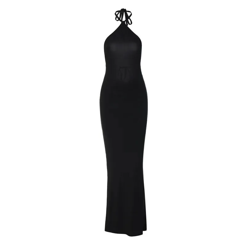 Dark Temptress Backless Maxi Dress