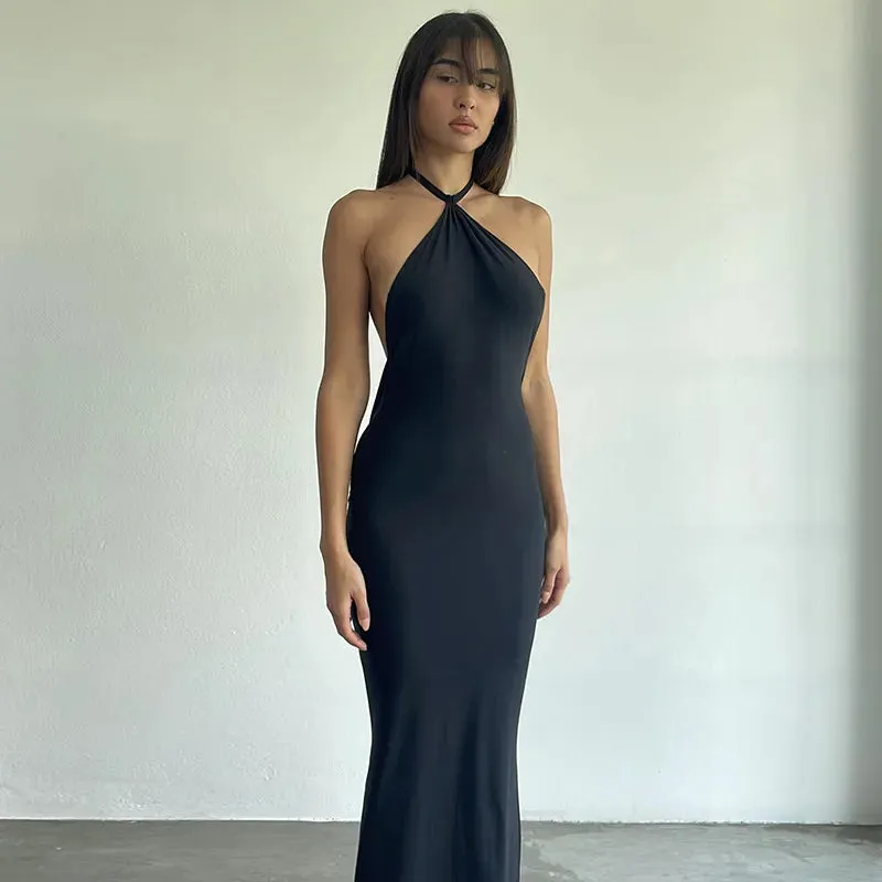 Dark Temptress Backless Maxi Dress