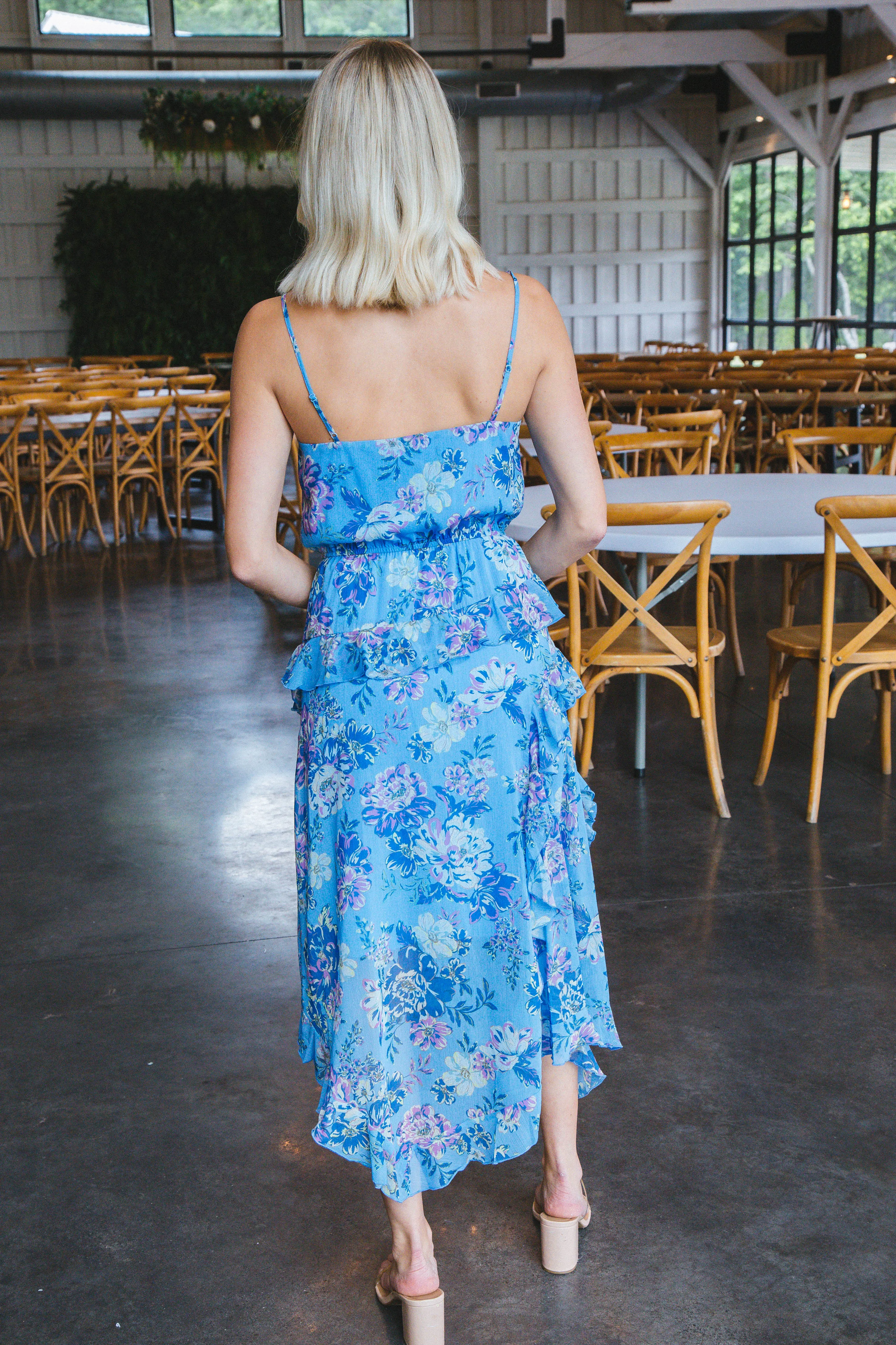 Delphine Floral Midi Dress, Azure Blue | Steve Madden