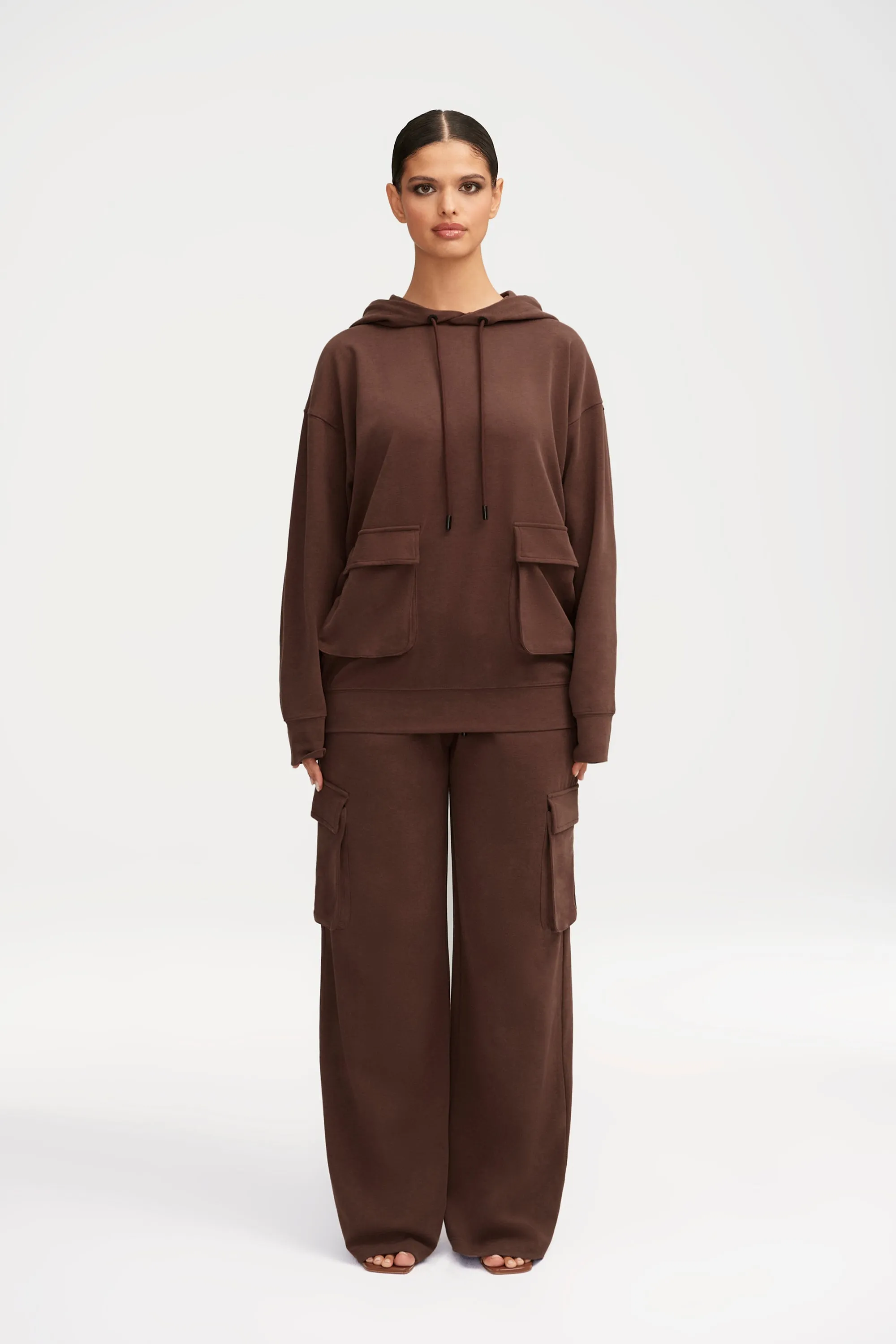 Demi Wide Leg Cargo Pocket Pants - Brown