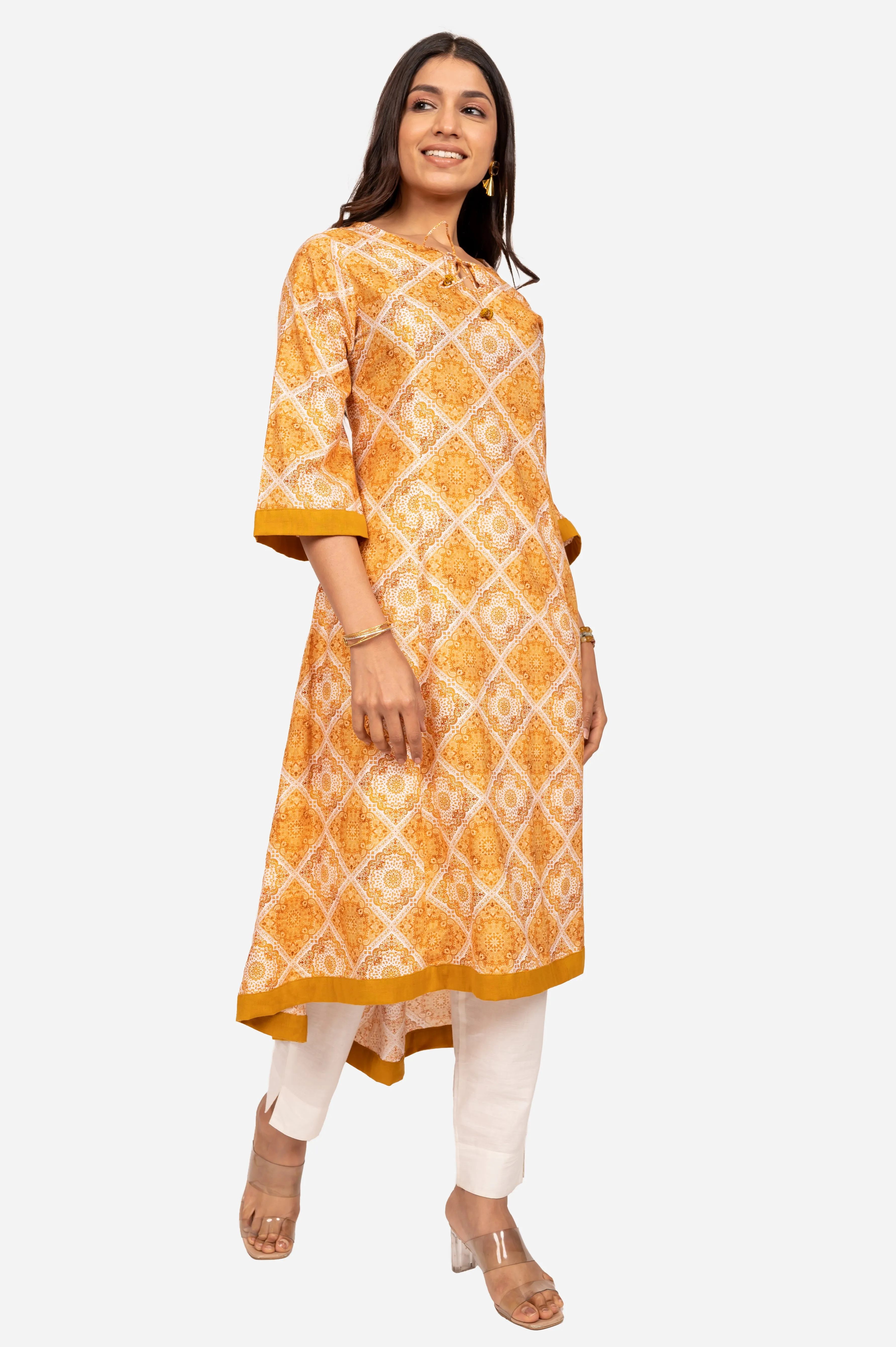 Digital Print A line high low kurta