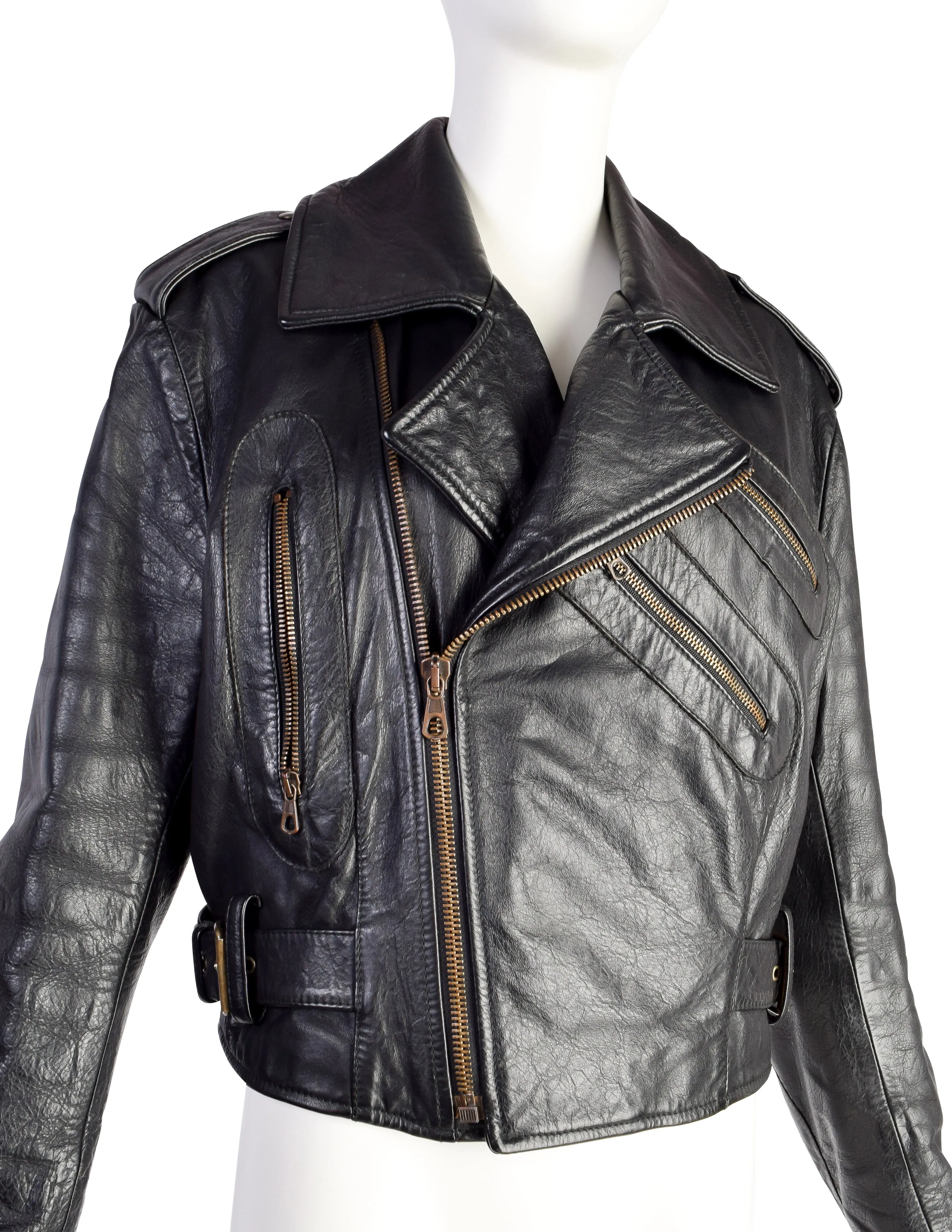 Dolce & Gabbana Vintage 1980s Phenomenal Black Leather Motorcycle Jacket