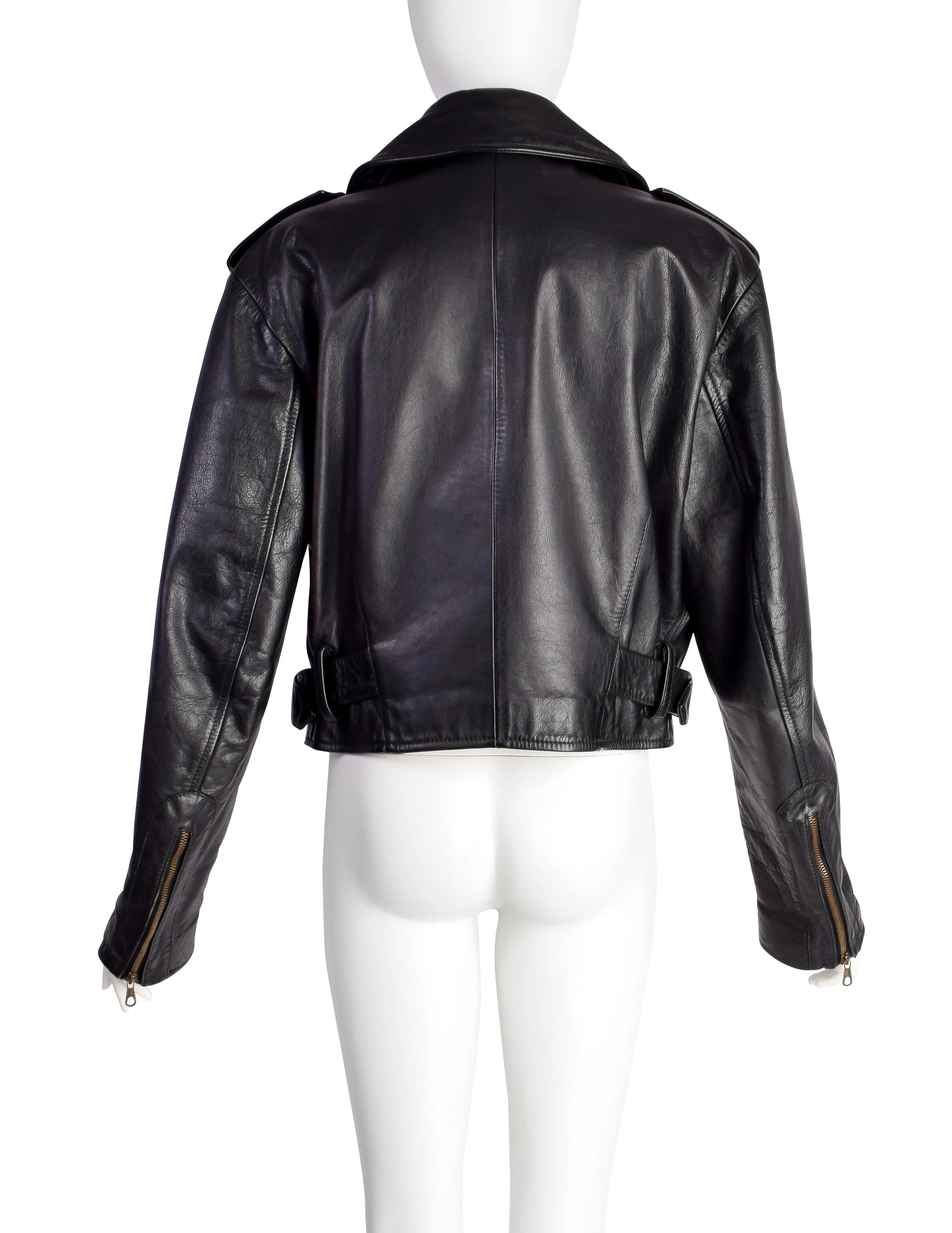 Dolce & Gabbana Vintage 1980s Phenomenal Black Leather Motorcycle Jacket