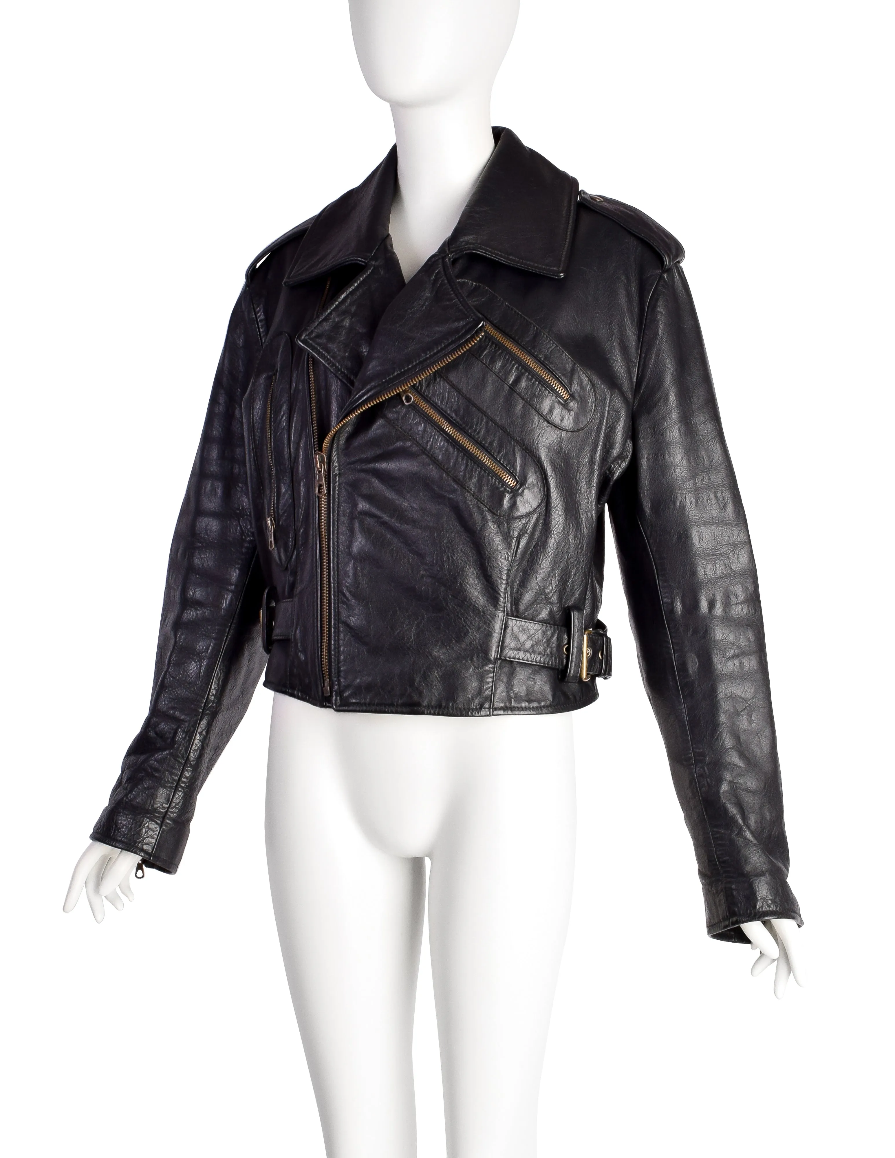 Dolce & Gabbana Vintage 1980s Phenomenal Black Leather Motorcycle Jacket