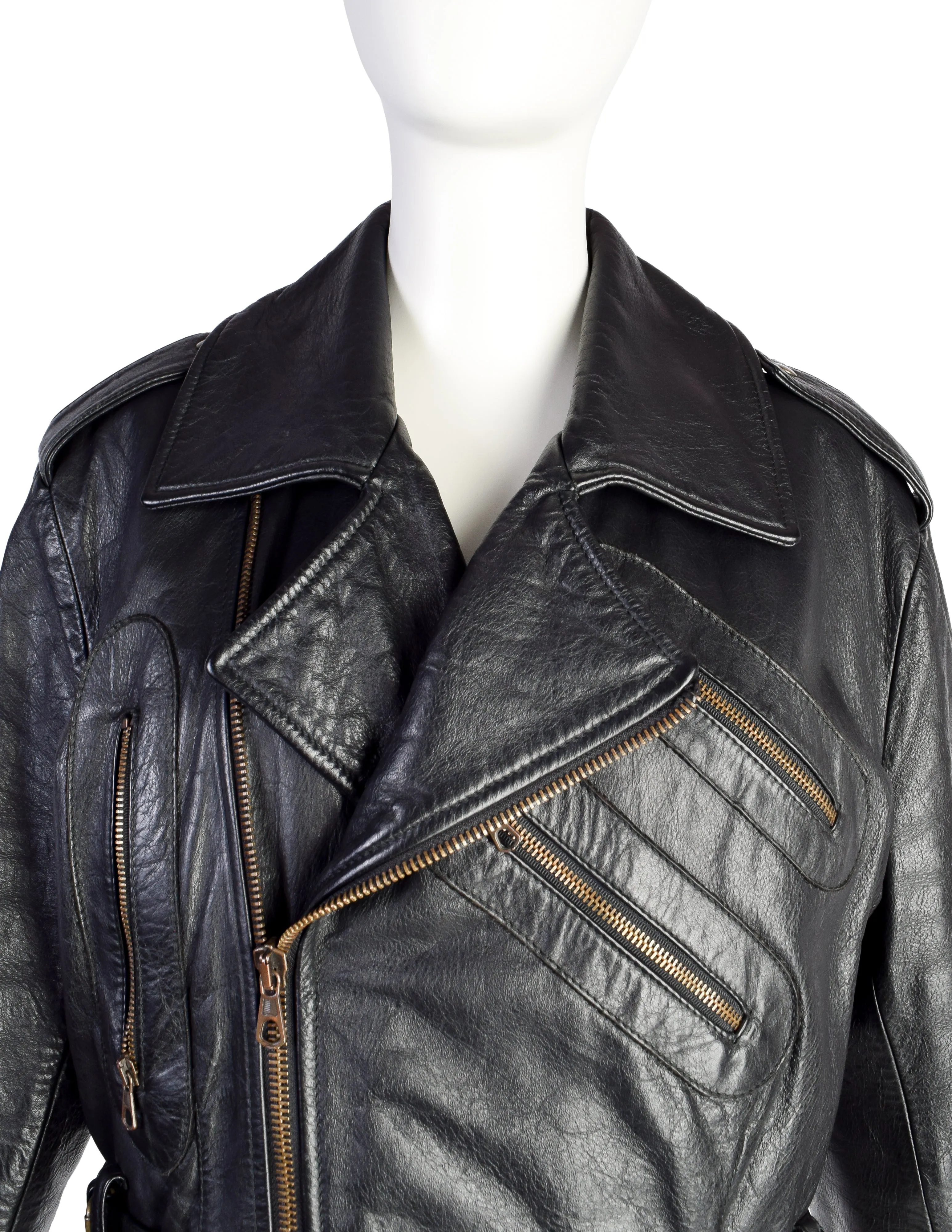 Dolce & Gabbana Vintage 1980s Phenomenal Black Leather Motorcycle Jacket