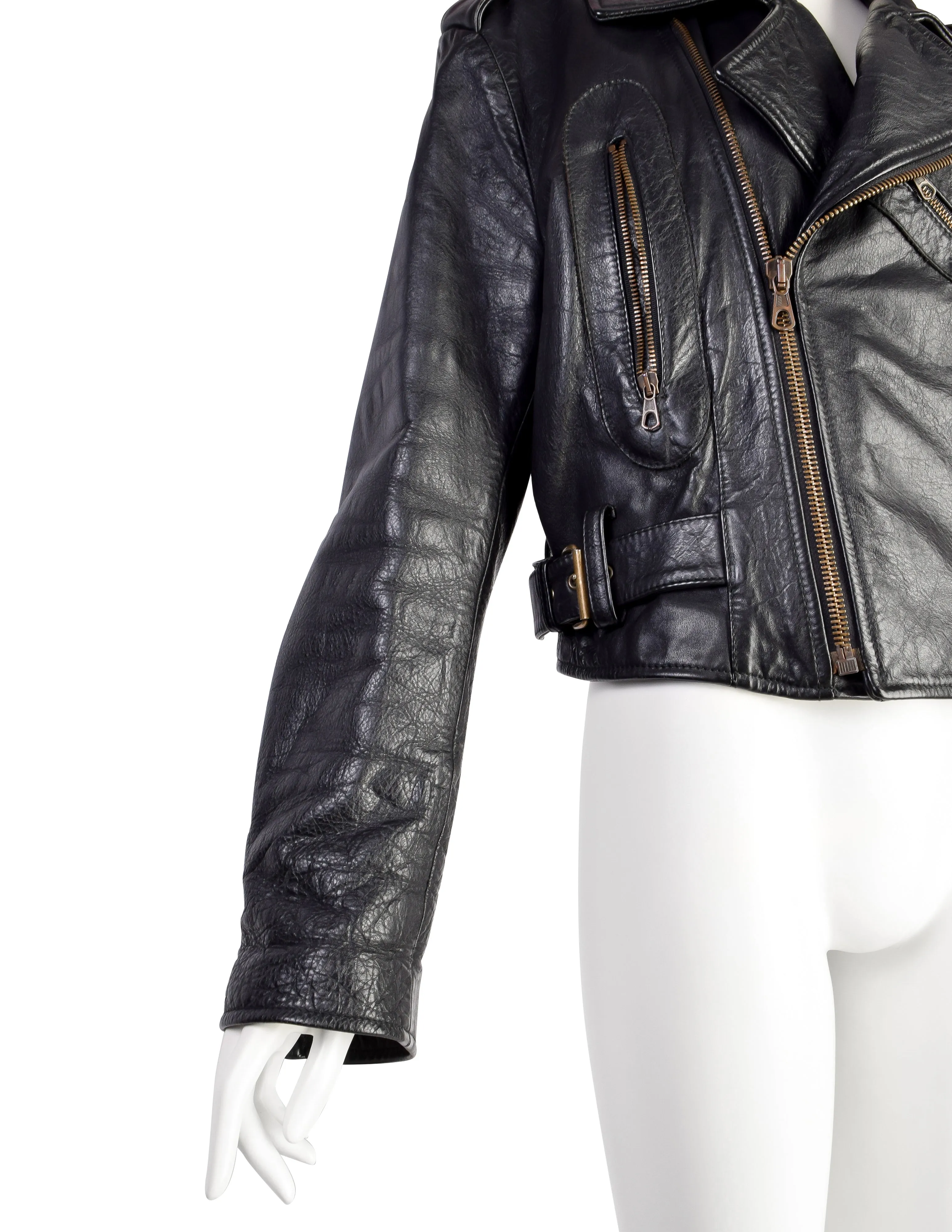 Dolce & Gabbana Vintage 1980s Phenomenal Black Leather Motorcycle Jacket