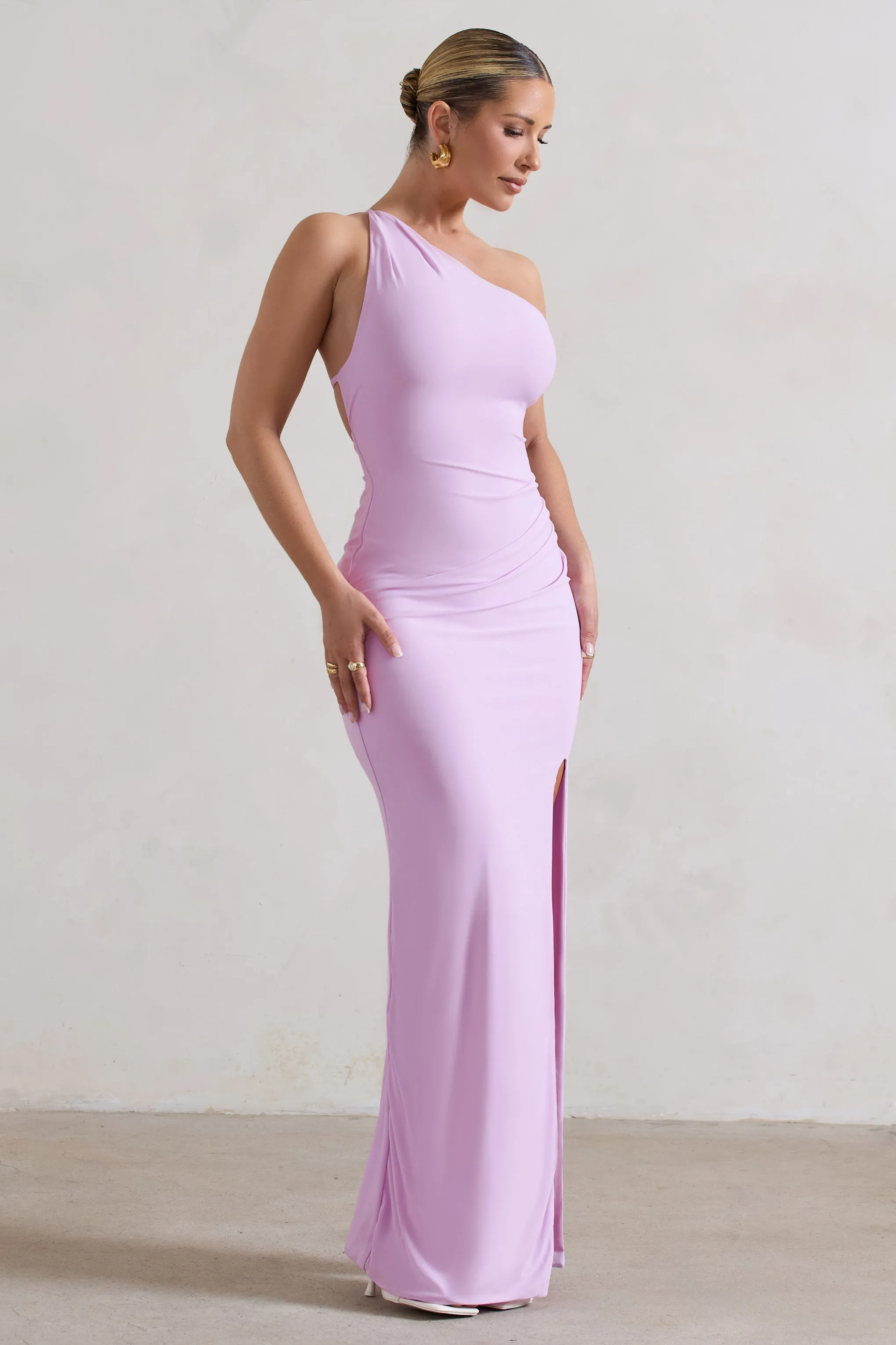 Dressing Up | Lilac One Shoulder Maxi Dress With Open Back Detail