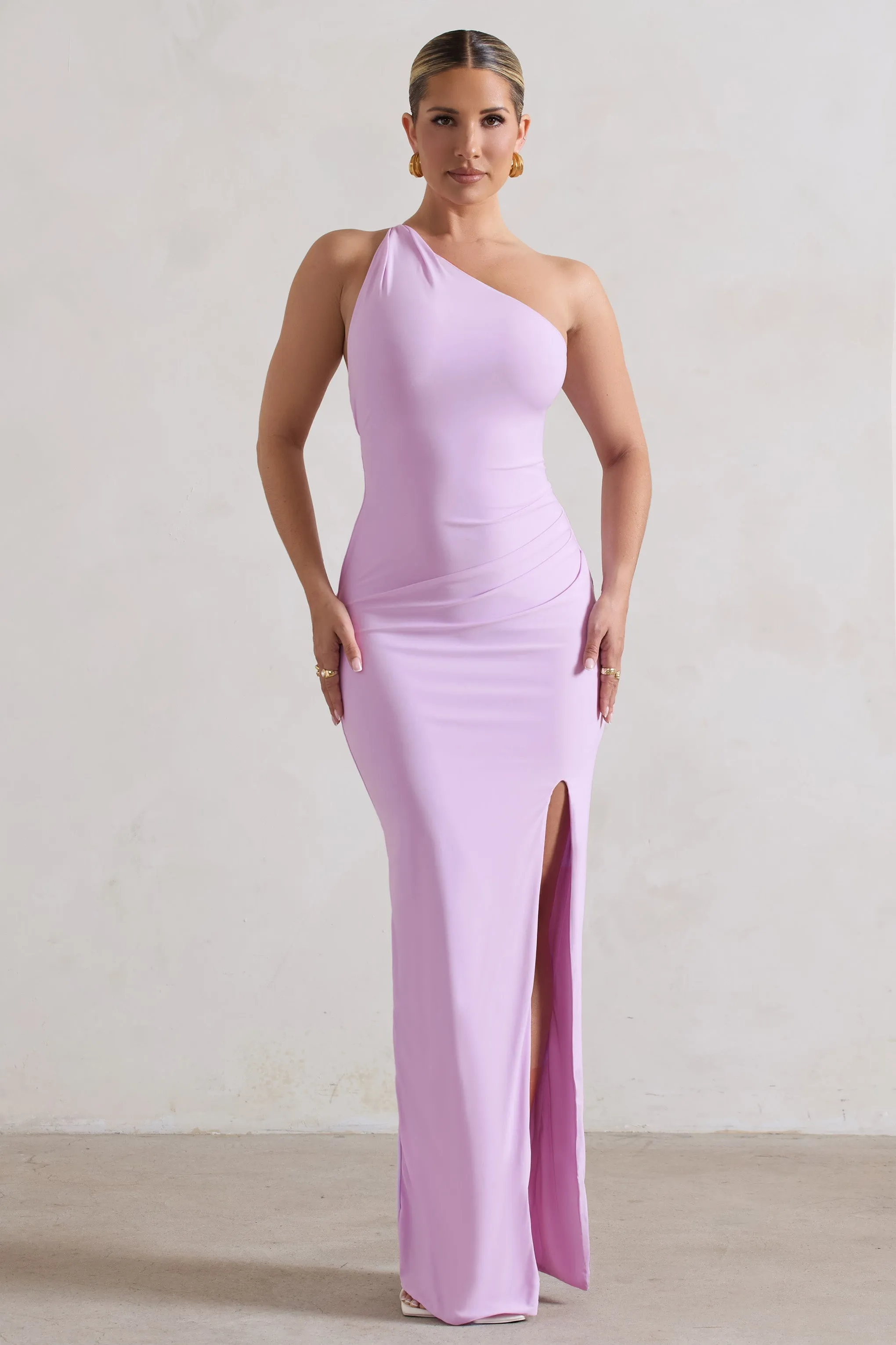 Dressing Up | Lilac One Shoulder Maxi Dress With Open Back Detail