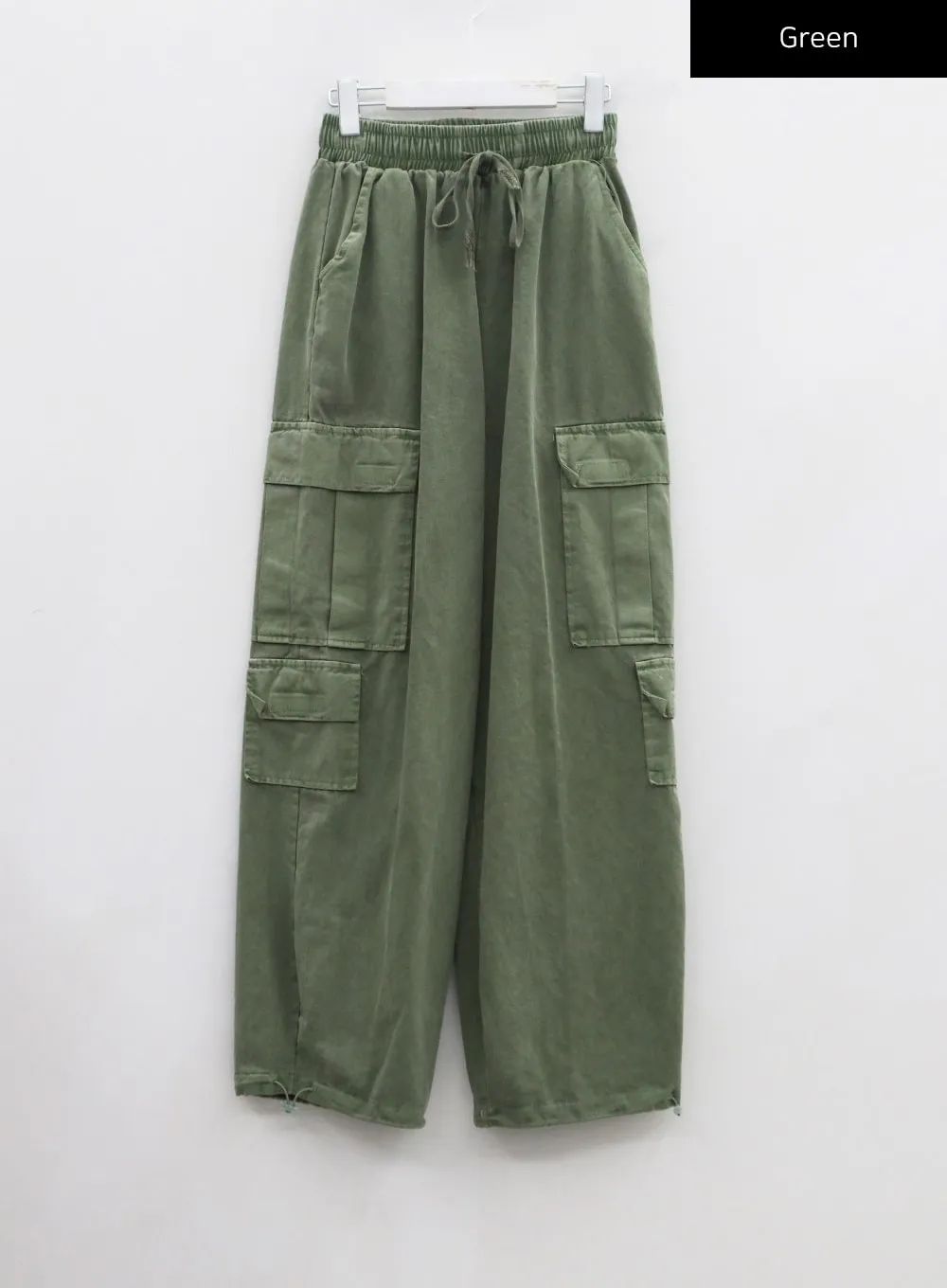 Elastic Waist Vintage Cargo Wide Pants CN03