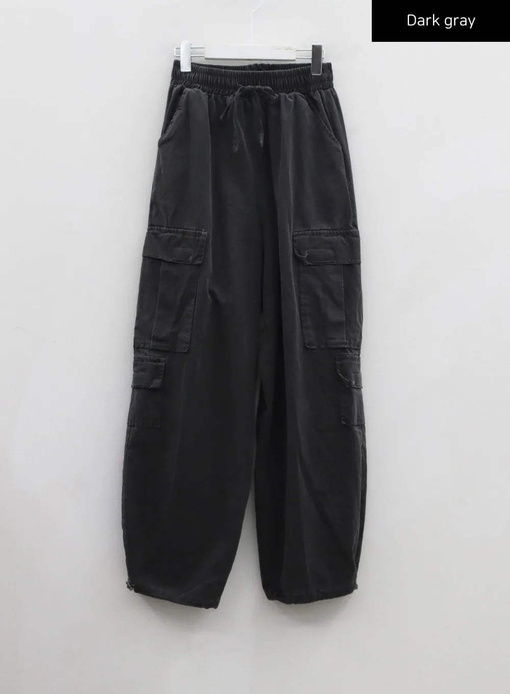 Elastic Waist Vintage Cargo Wide Pants CN03