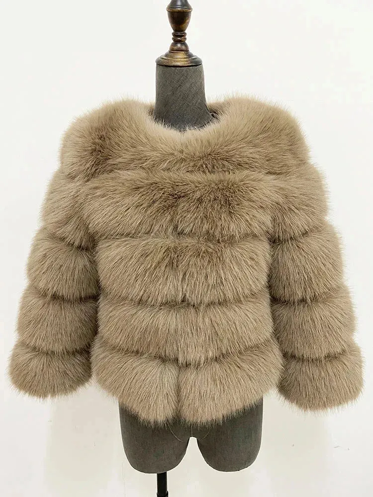 Elegant Classic Winter Fluffy Faux Fur Coat