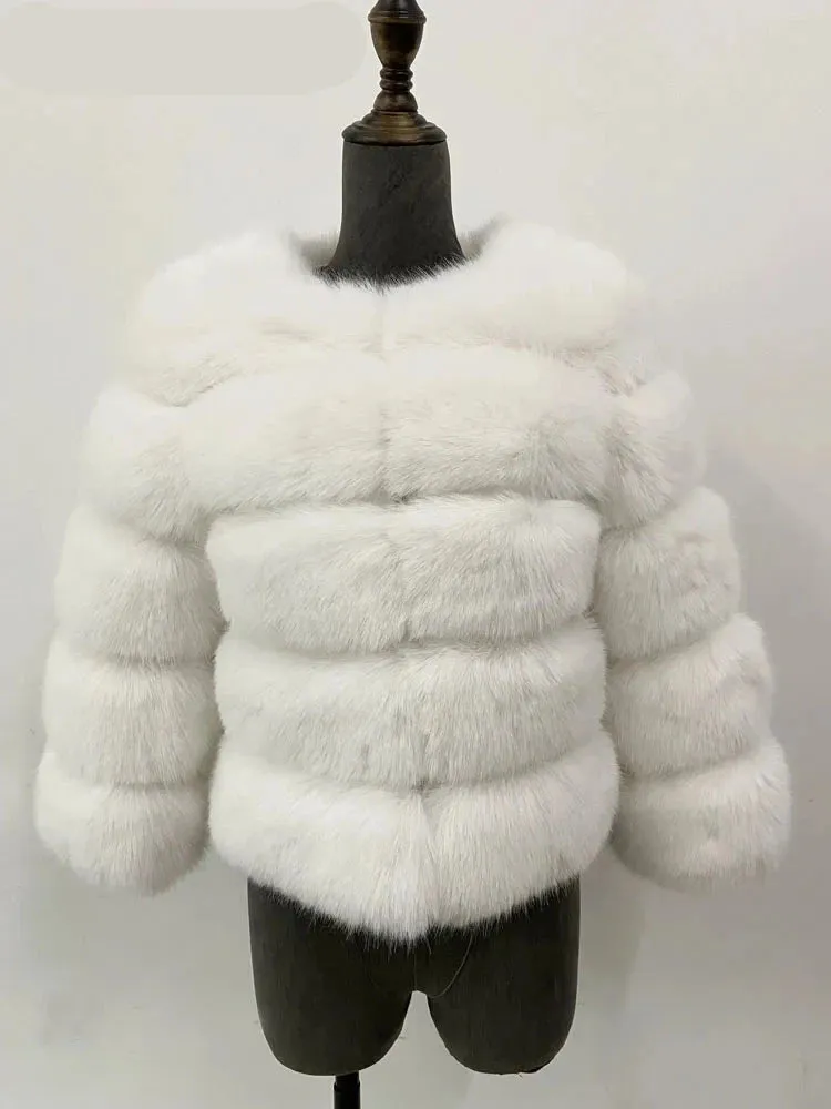 Elegant Classic Winter Fluffy Faux Fur Coat