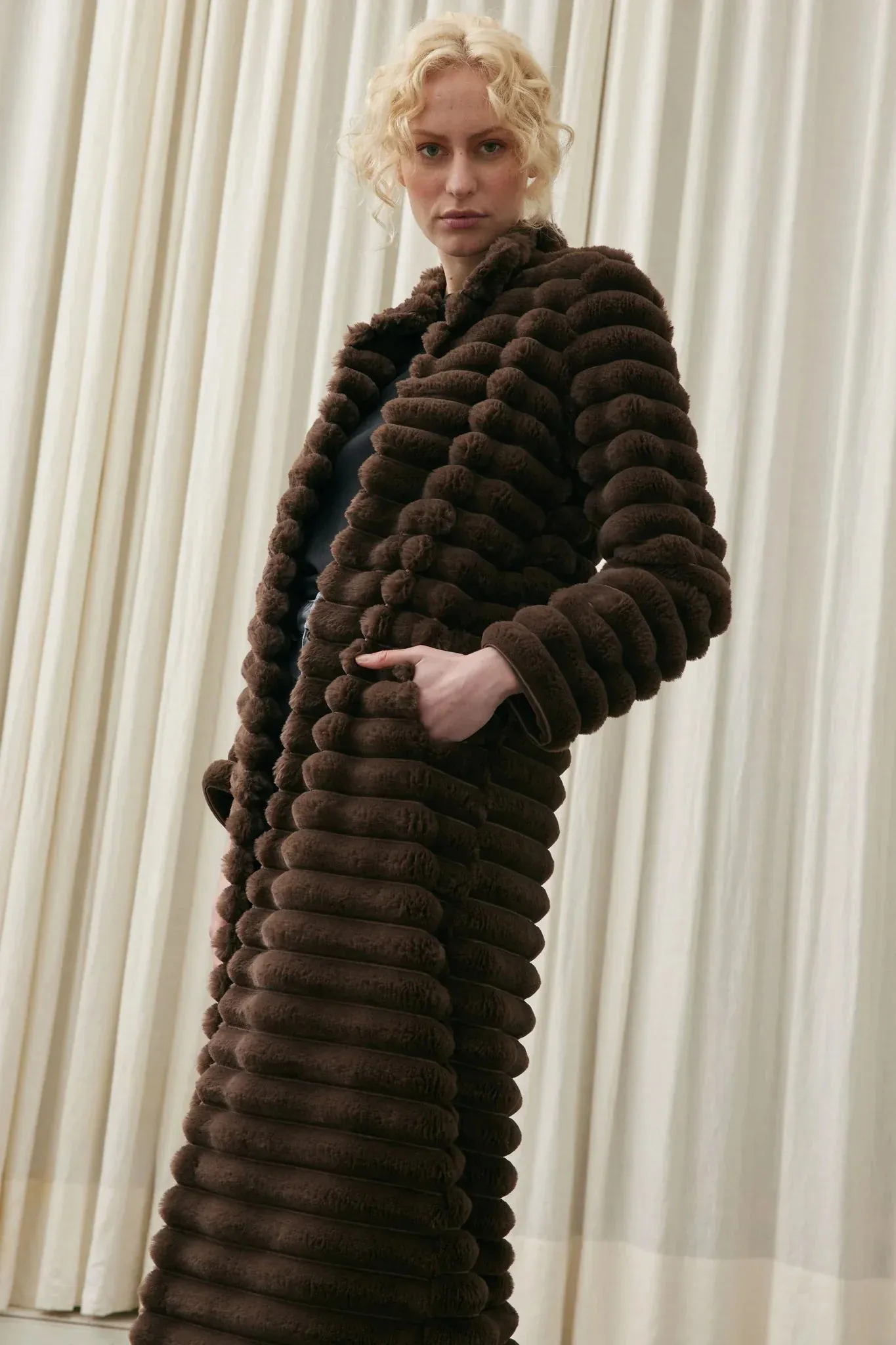 Elliatt Lexie Faux Fur Coat - Chocolate Brown