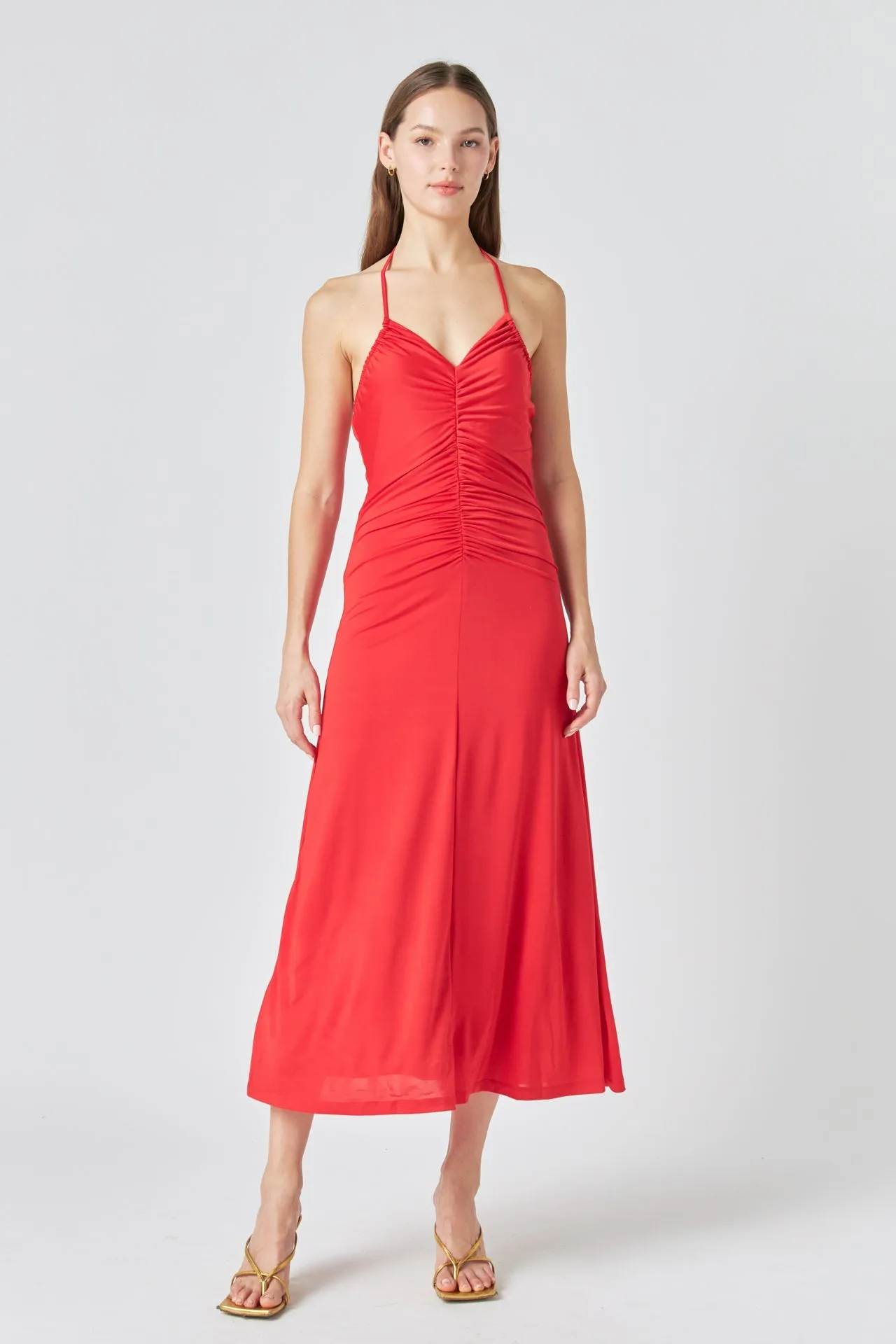 Endless Rose - Halter Ruched Maxi Dress