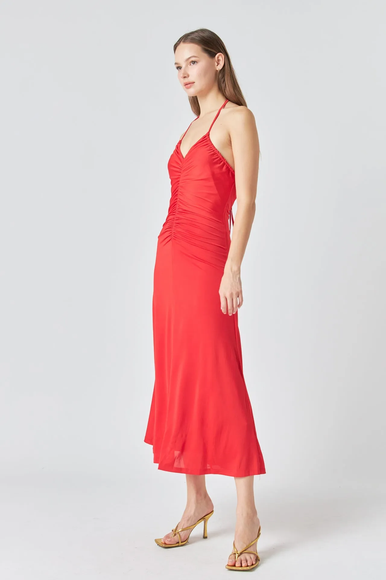 Endless Rose - Halter Ruched Maxi Dress