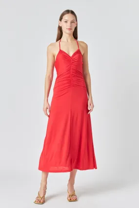 Endless Rose - Halter Ruched Maxi Dress