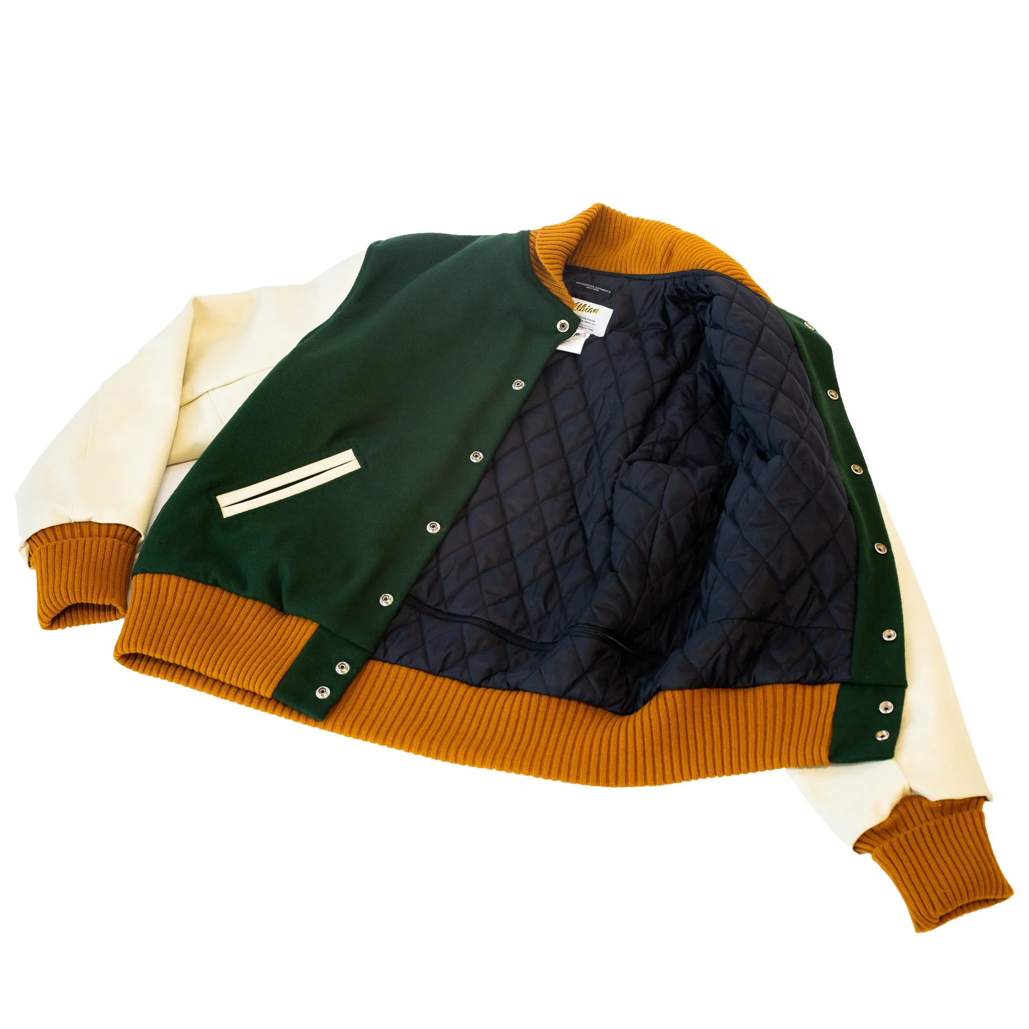 Engineered Garments Varsity Jacket Olive Wool Melton