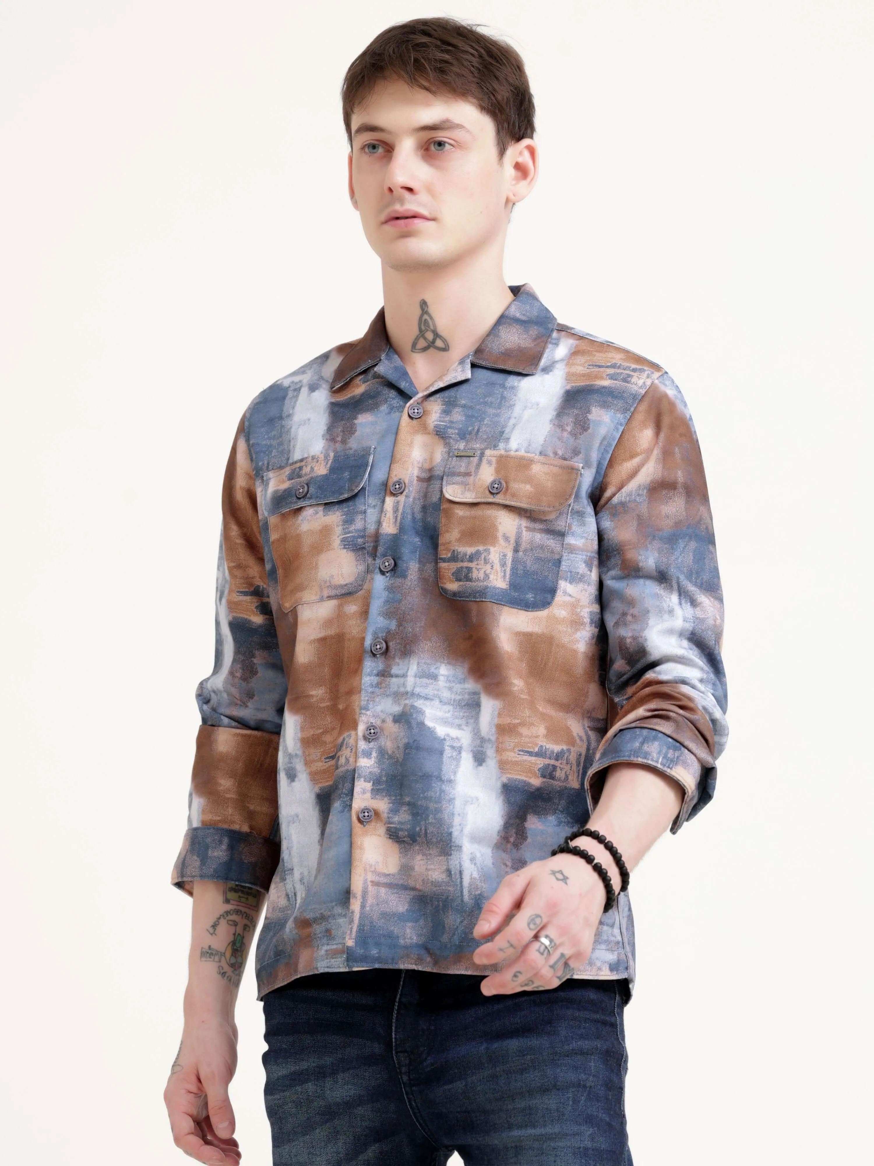 Enigmatic Multi Splash Grey Overshirt