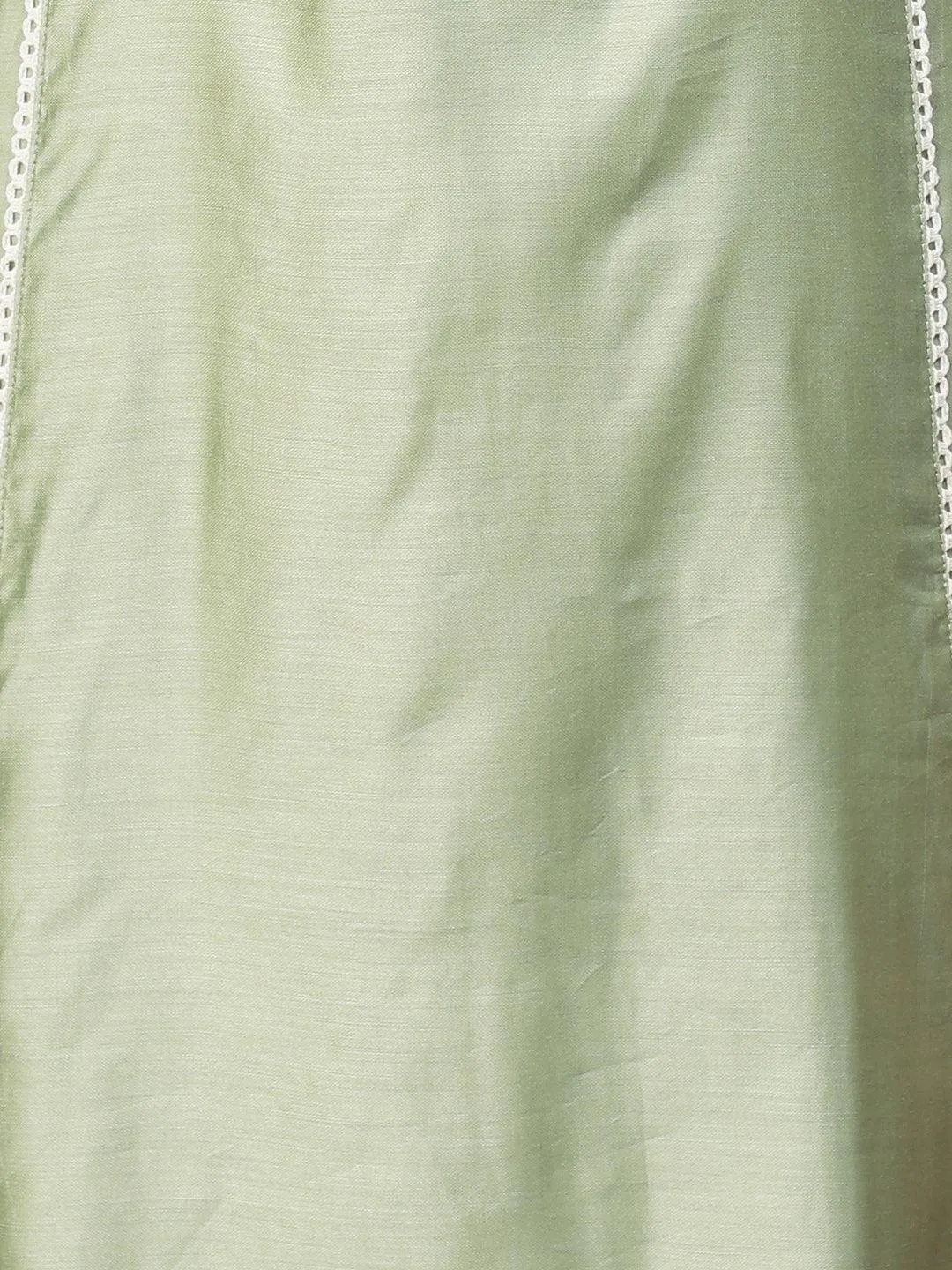 Ethnic A-Line Kurta with Pants & Dupatta - Sage Green