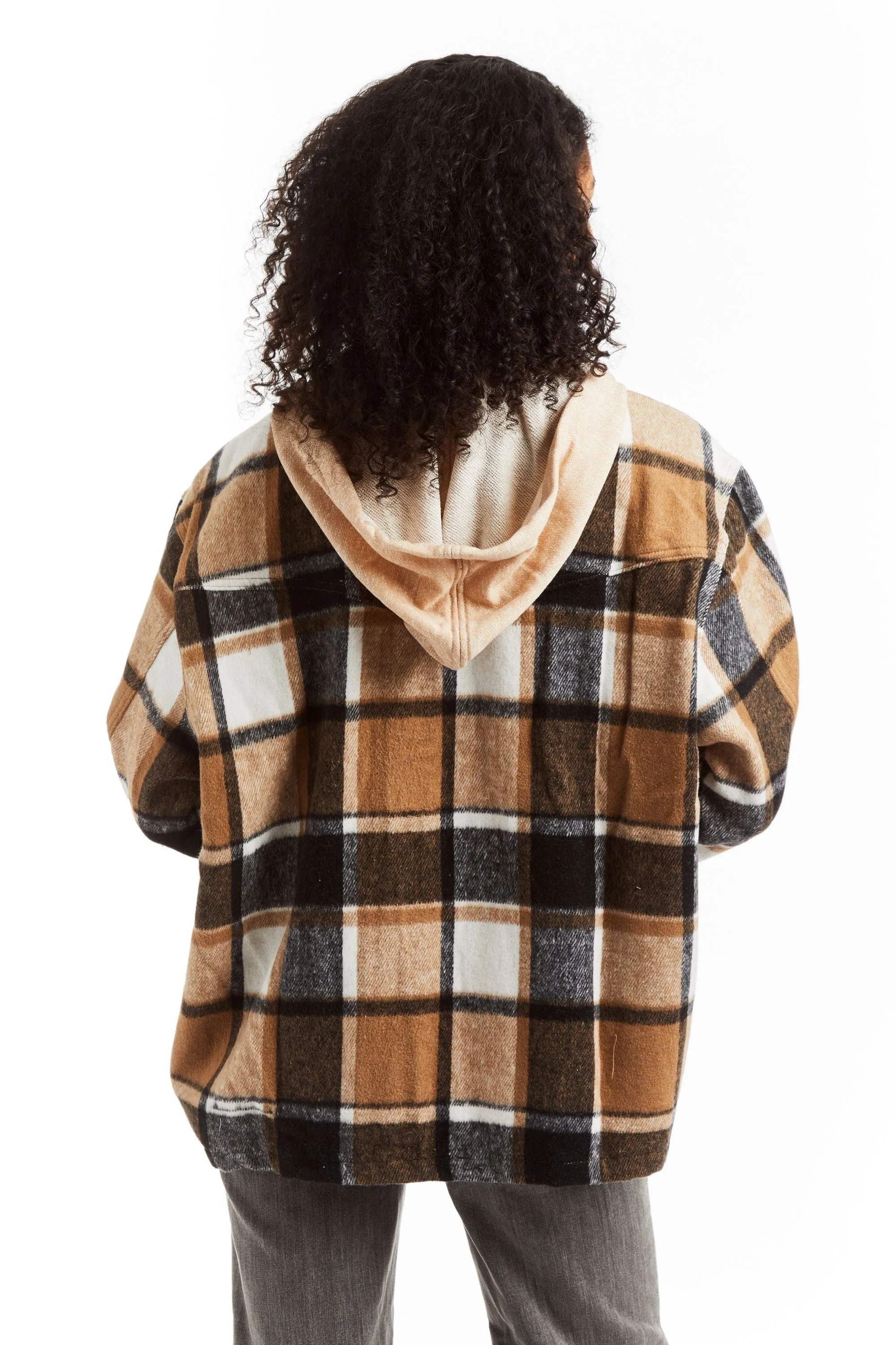 Flannel Shacket With Hood