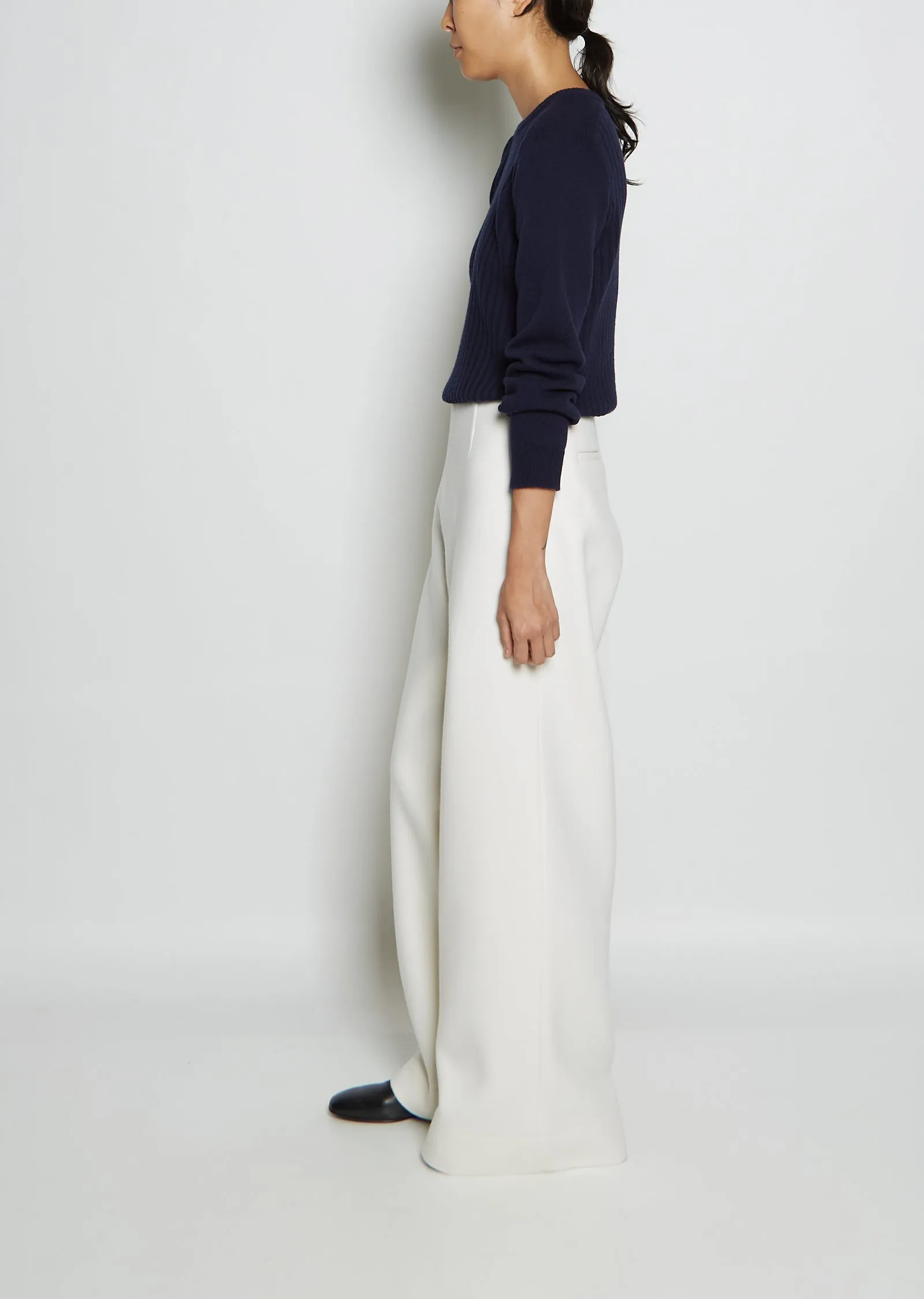 Flared Wool Twill Pants