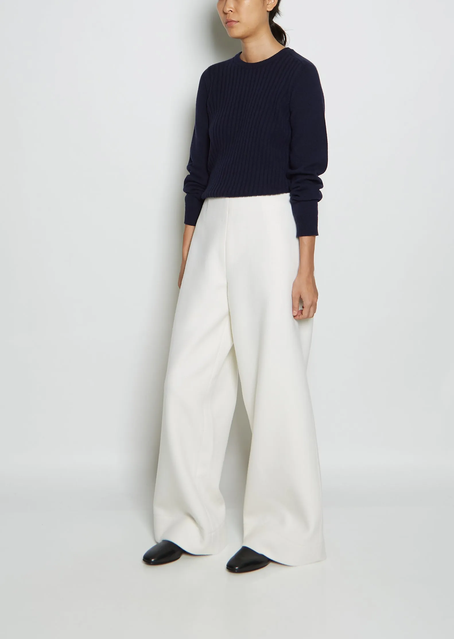 Flared Wool Twill Pants