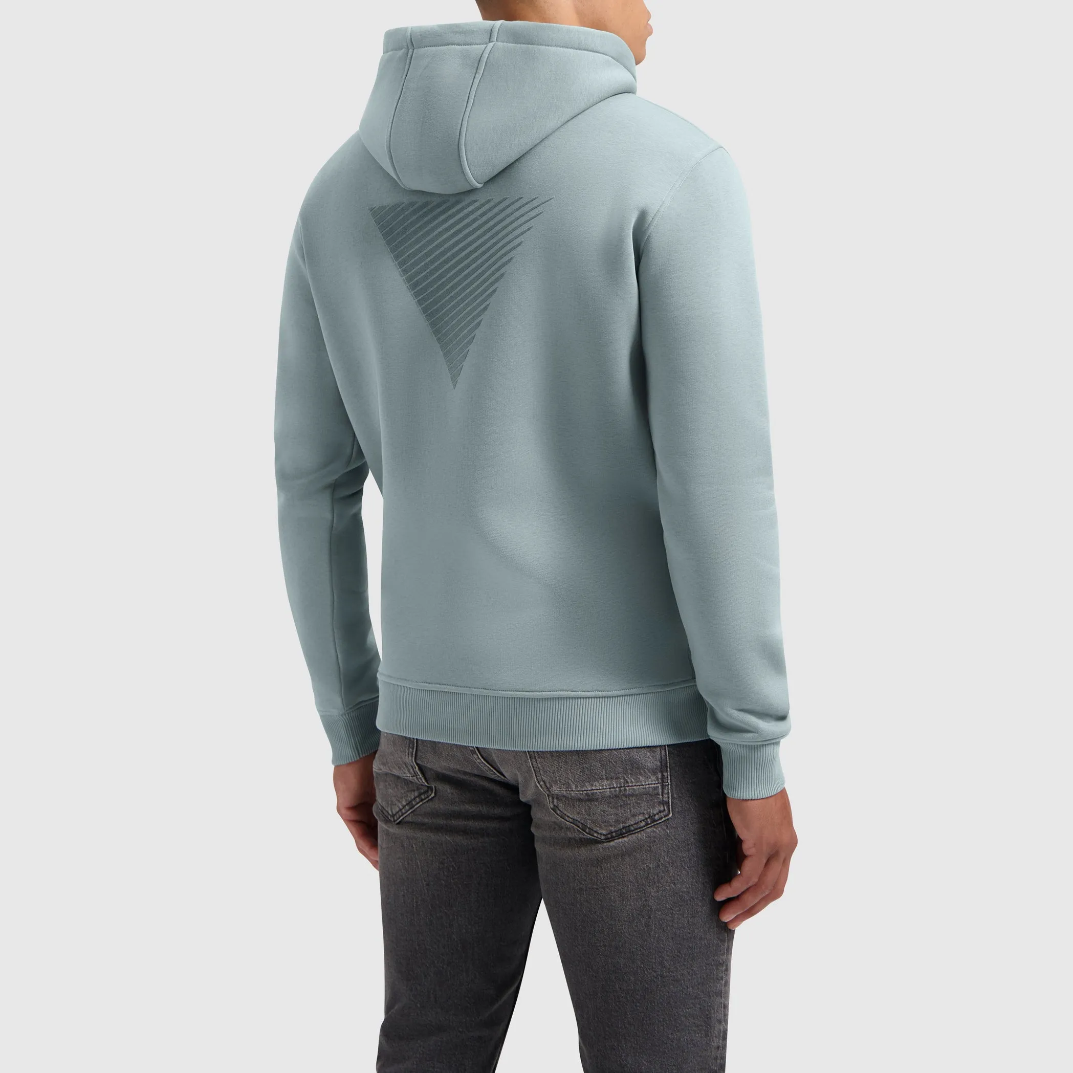 Flock Print Logo Hoodie | Blue Grey