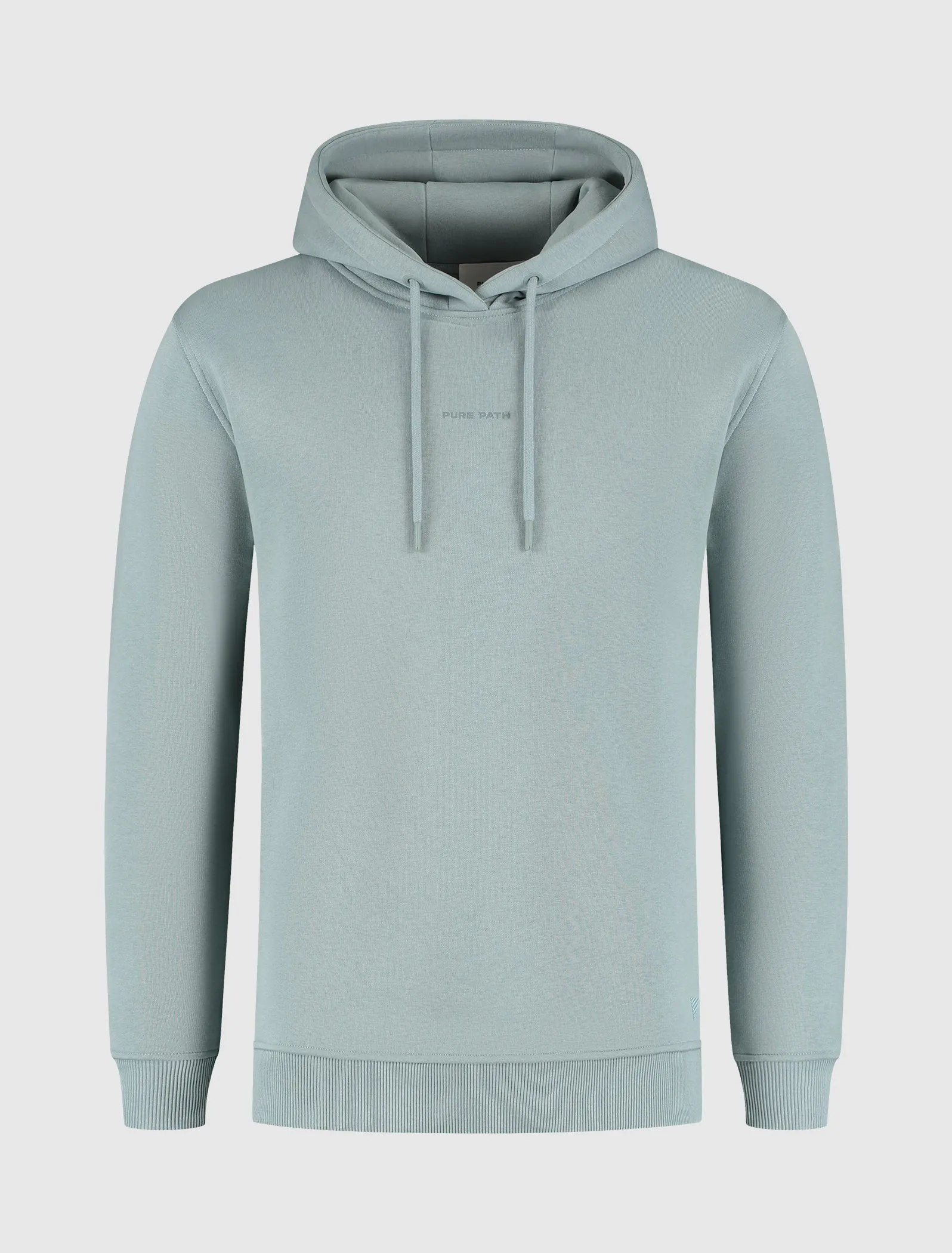 Flock Print Logo Hoodie | Blue Grey