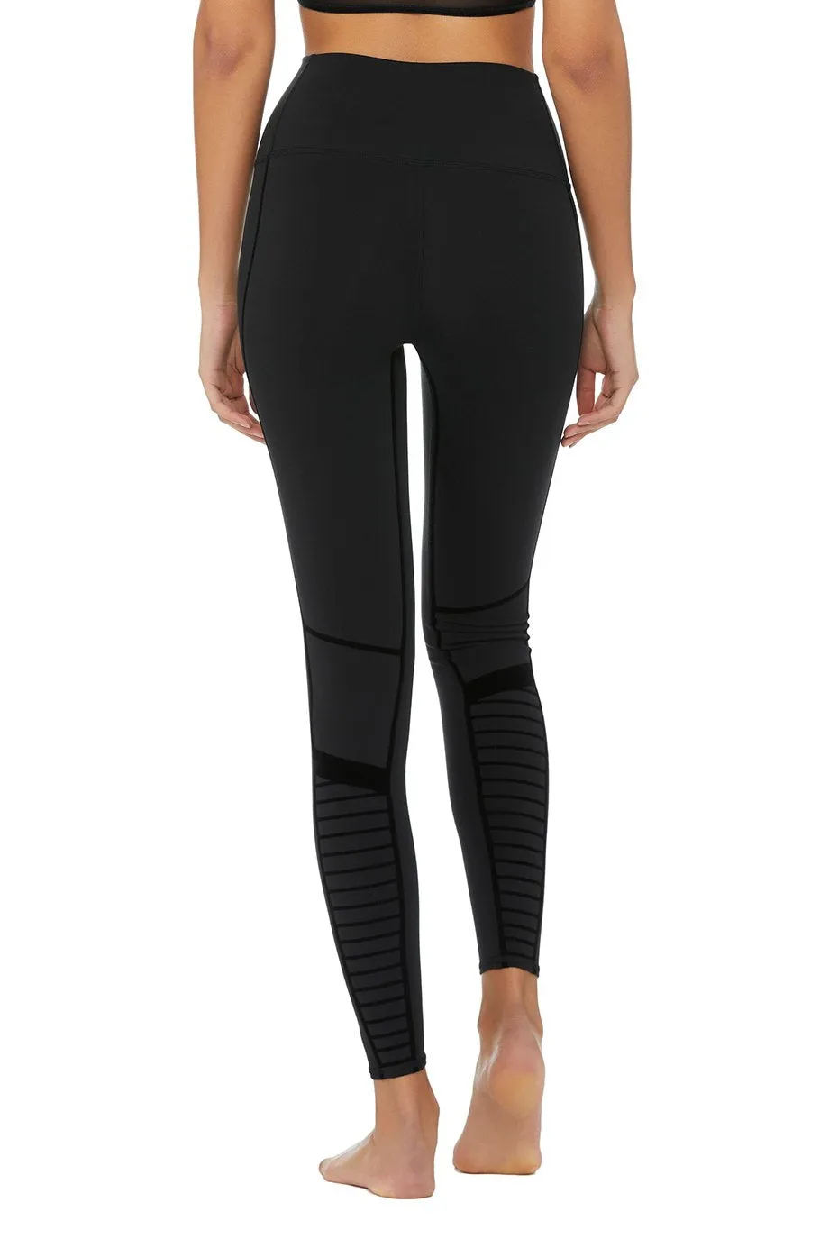 Flocked High-Waist Moto Legging - Black