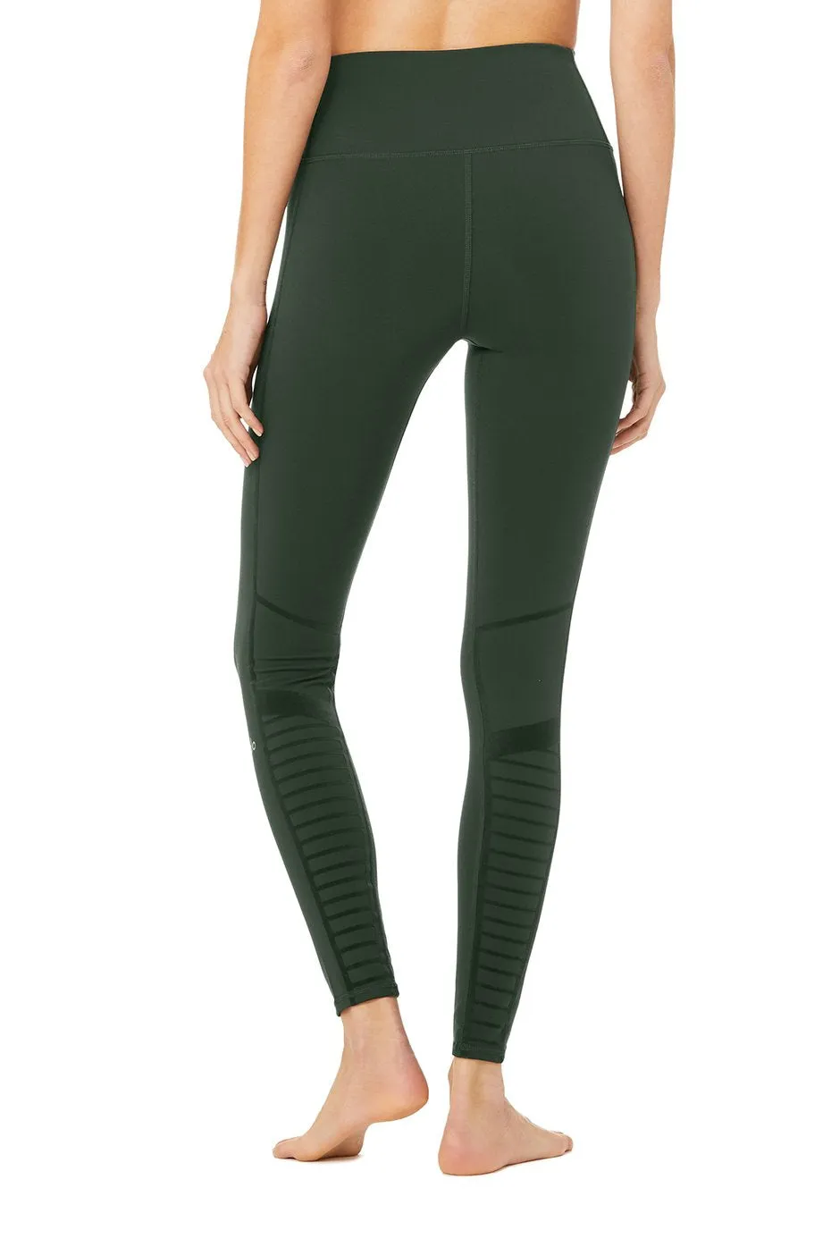 Flocked High-Waist Moto Legging - Forest