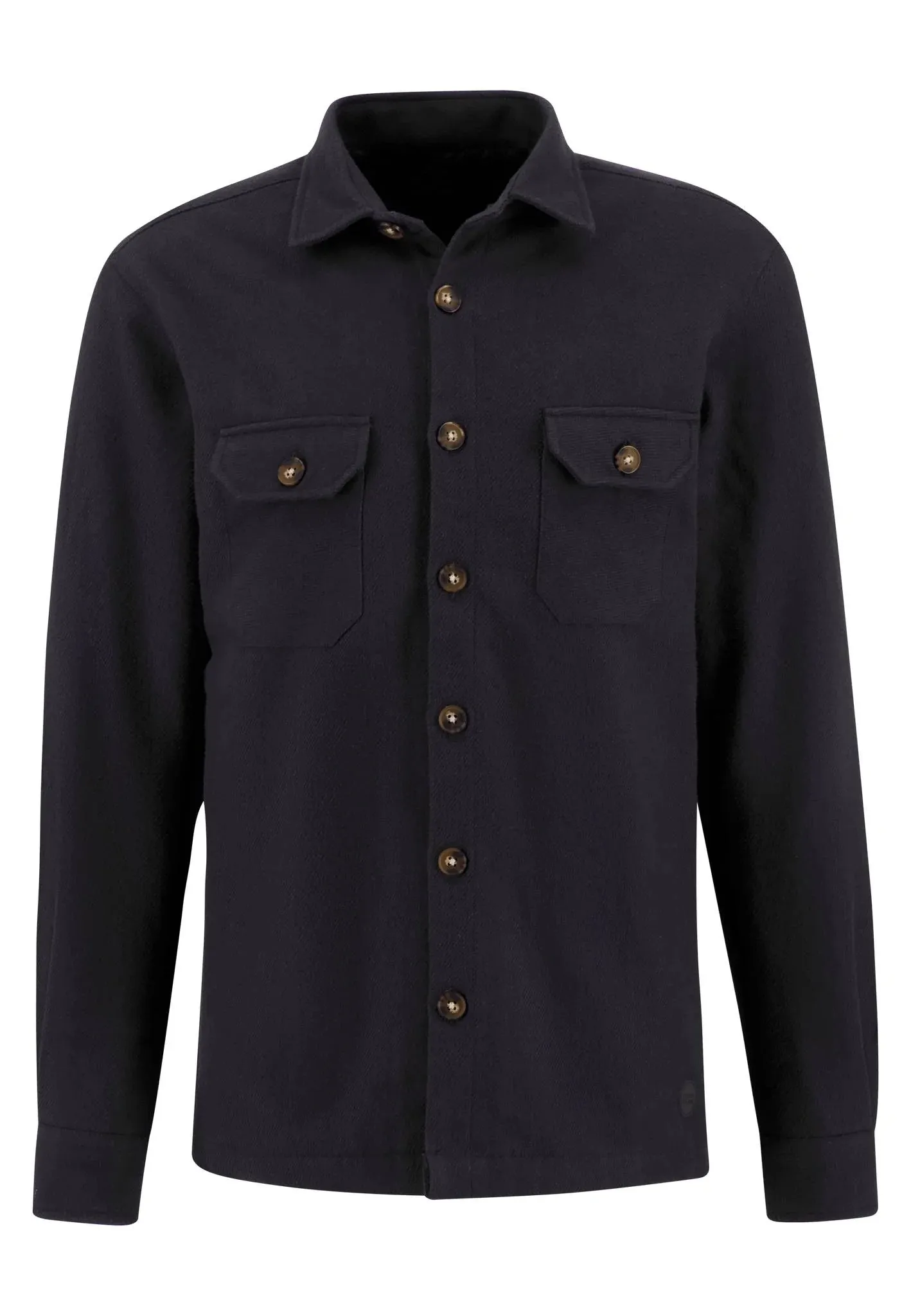 FYNCH HATTON Navy Padded Flannel Overshirt